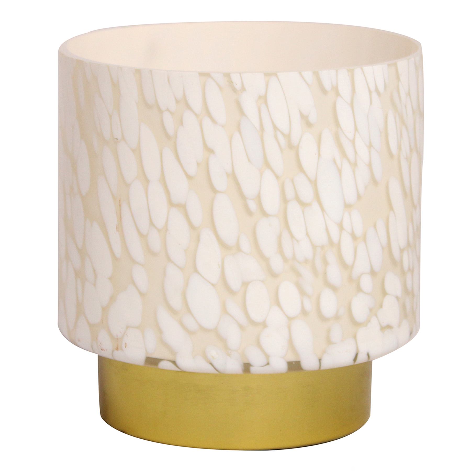 White Glass with Metal Base, 5.5"