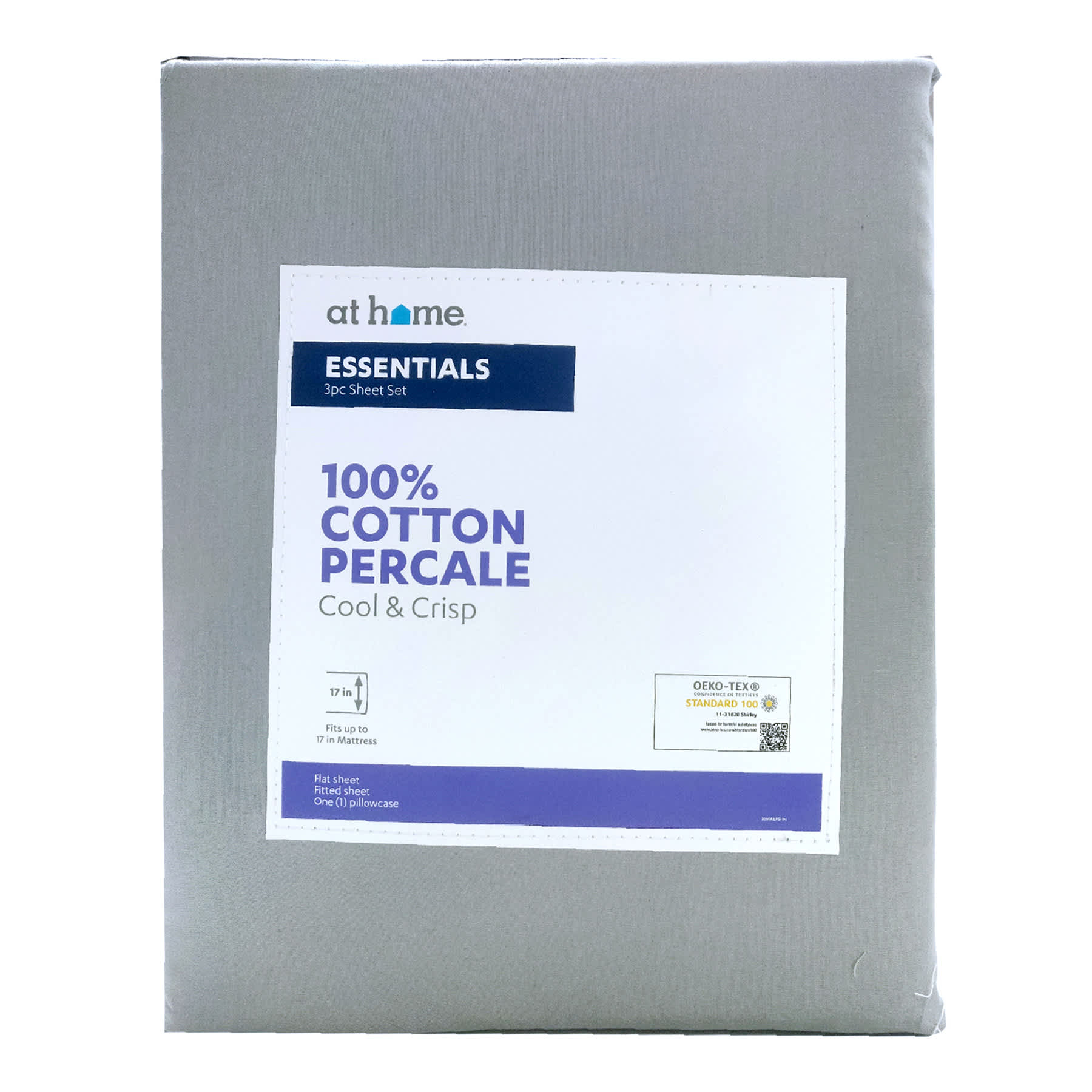 3-Piece Dark Grey 200 Thread Count Cotton Essentials Sheet Set, Twin