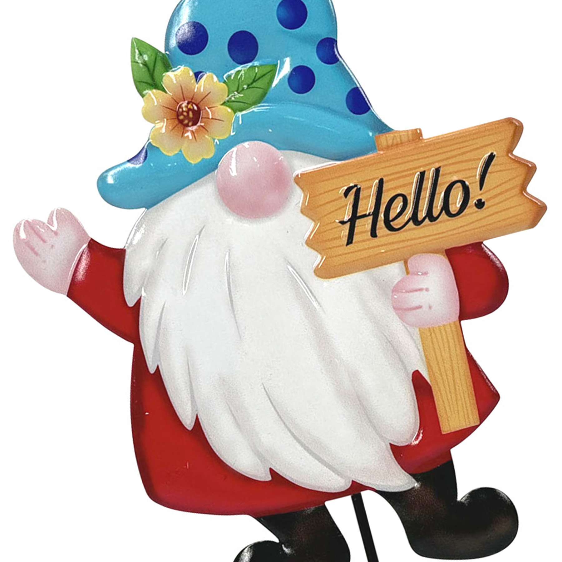 Hello Blue Gnome Yard Pick, 11.5"