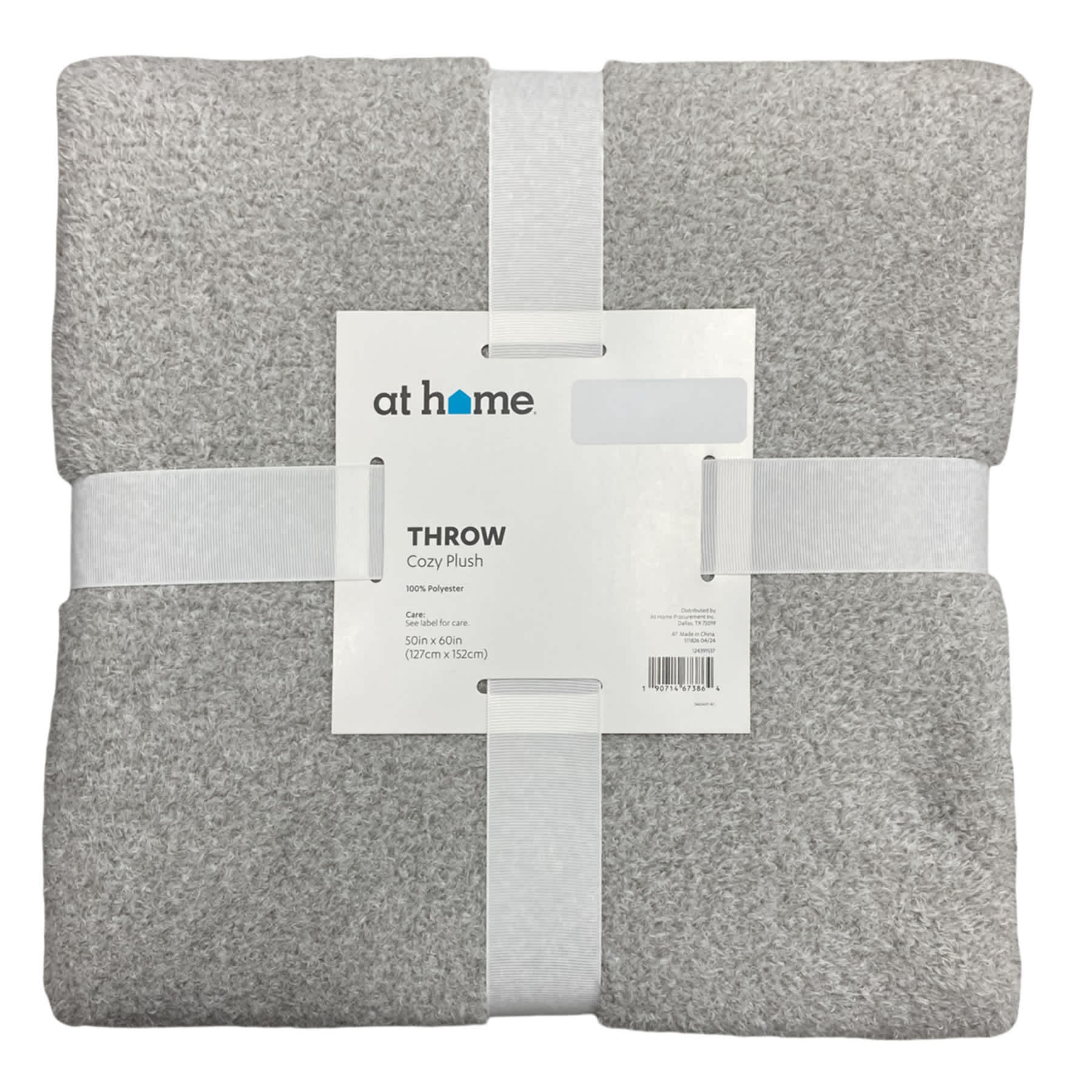 Grey Heathered Cozy Plush Throw Blanket, 50x60