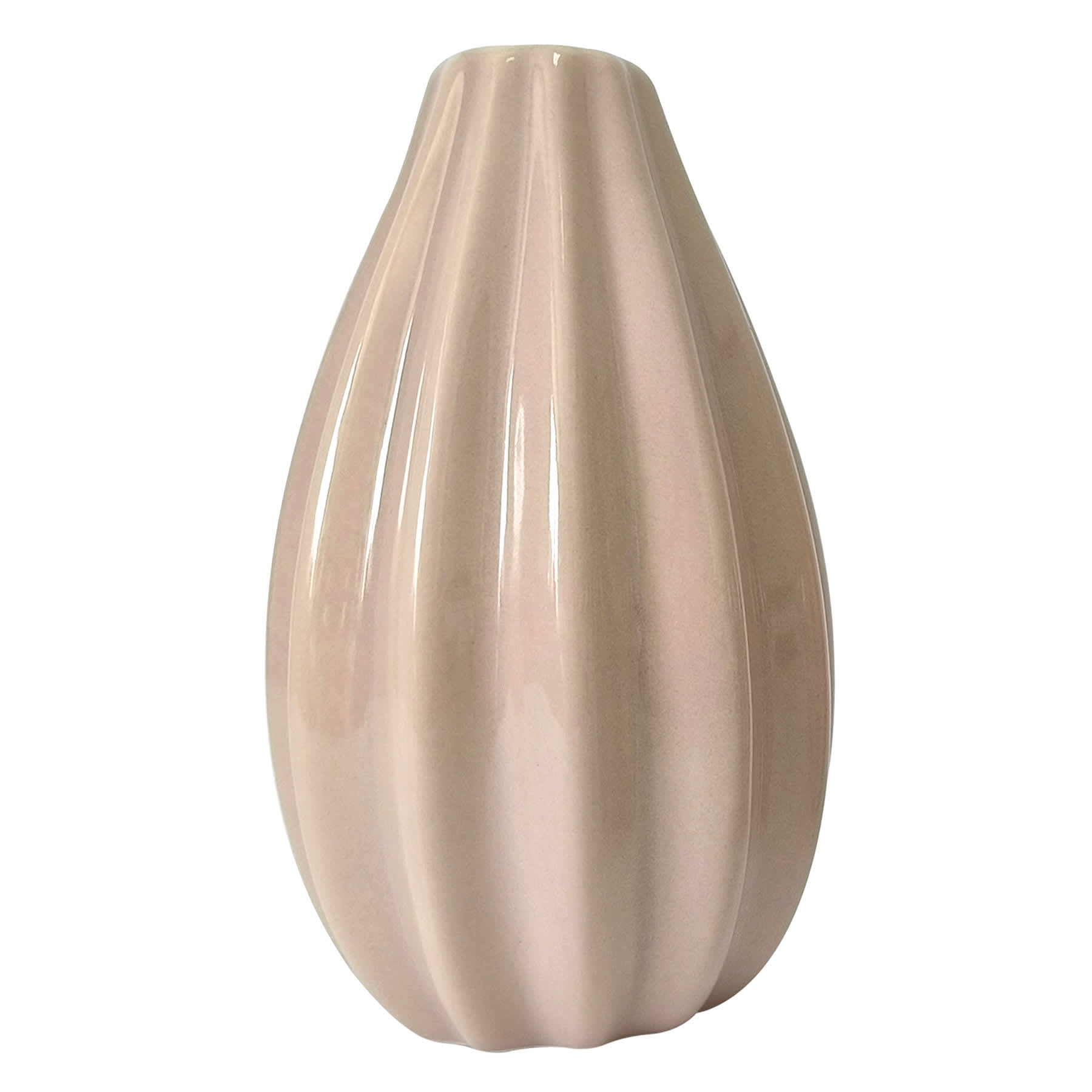 Pink Fluted Ceramic Bud Vase, 6"