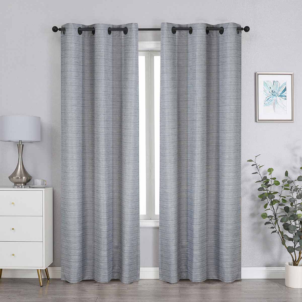 2-Pack Grey Magnetic Closure Blackout Curtain Panels, 84"