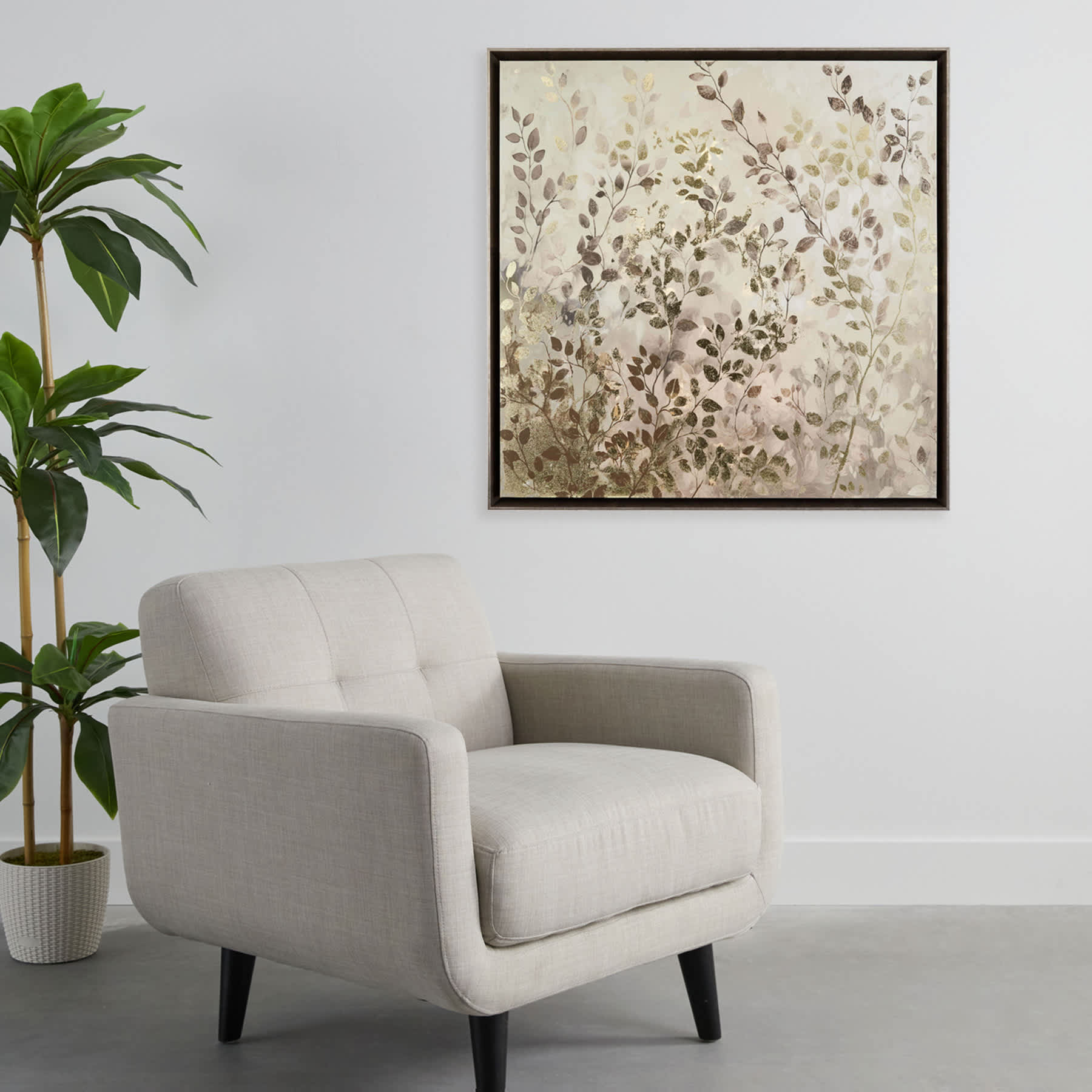Framed Gold Leaf Canvas Wall Art, 40"