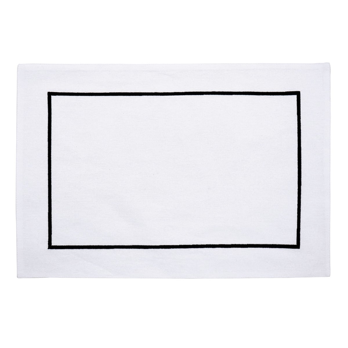 Set of 4 Black Embroidered White Placemats, 13x19