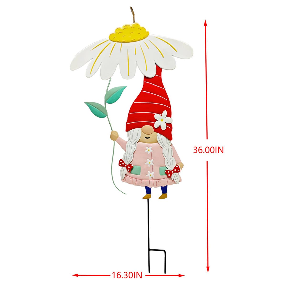 Sunny Club Metal Girl Gnome Yard Stake, 36"