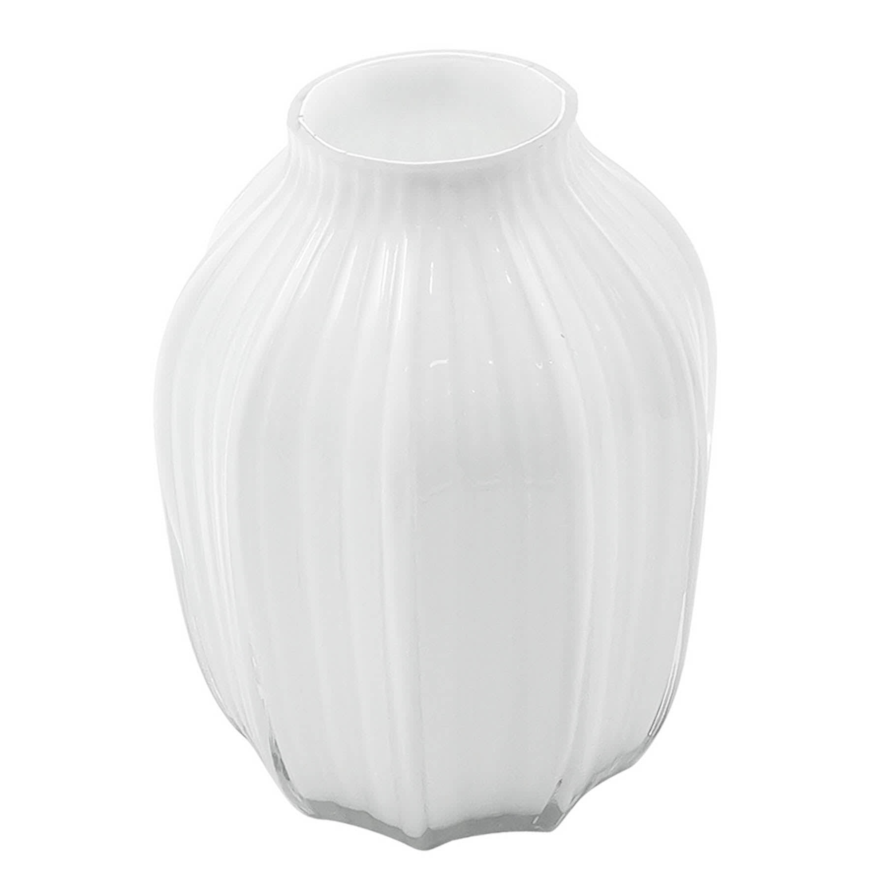 White Glass Vase, 5"