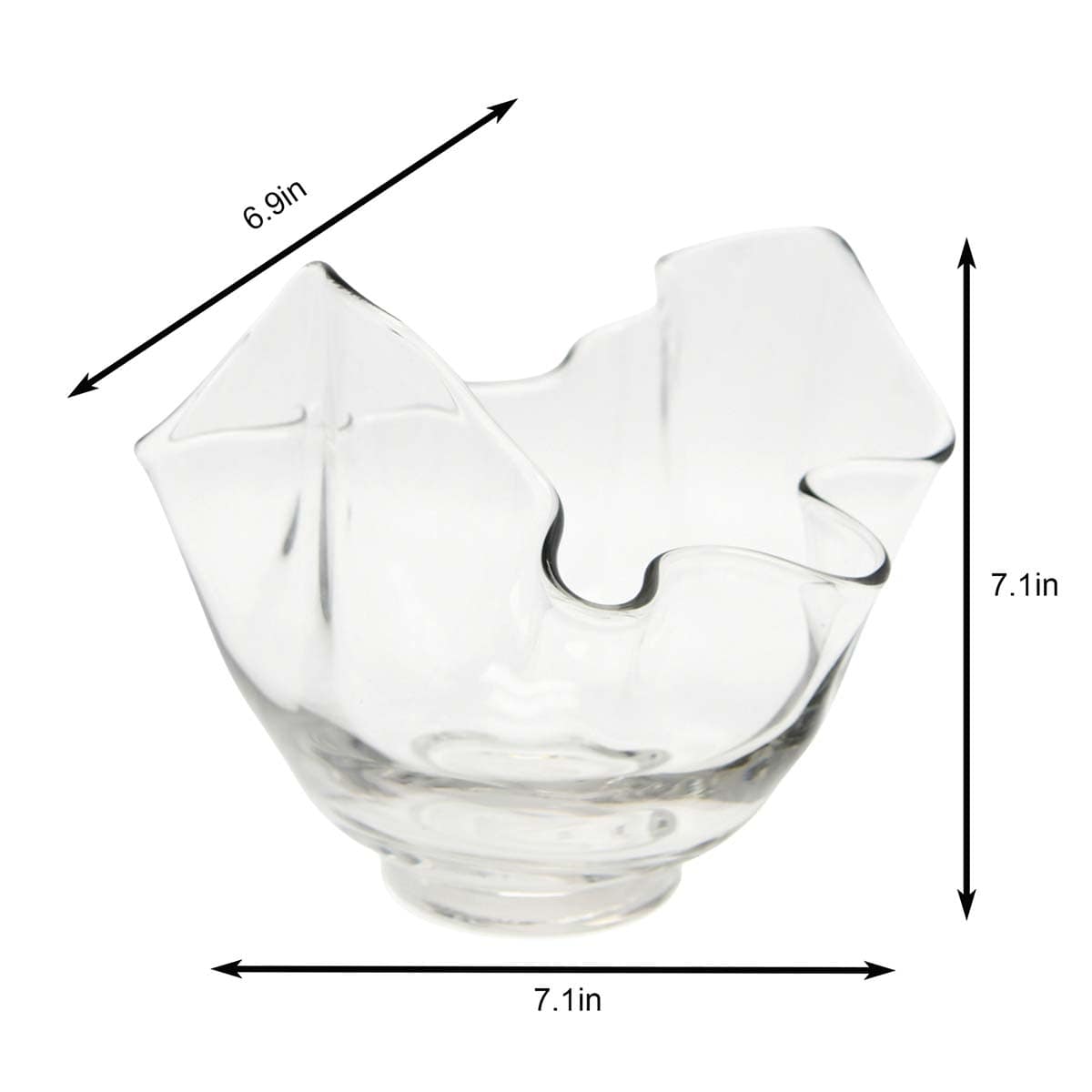 Clear Glass Wavy Bowl, 7"