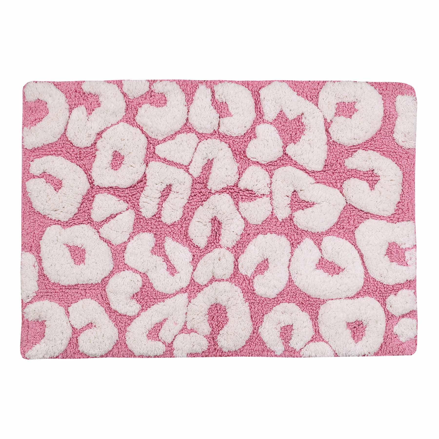 Pink Leopard Tufted Bath Rug, 17x24