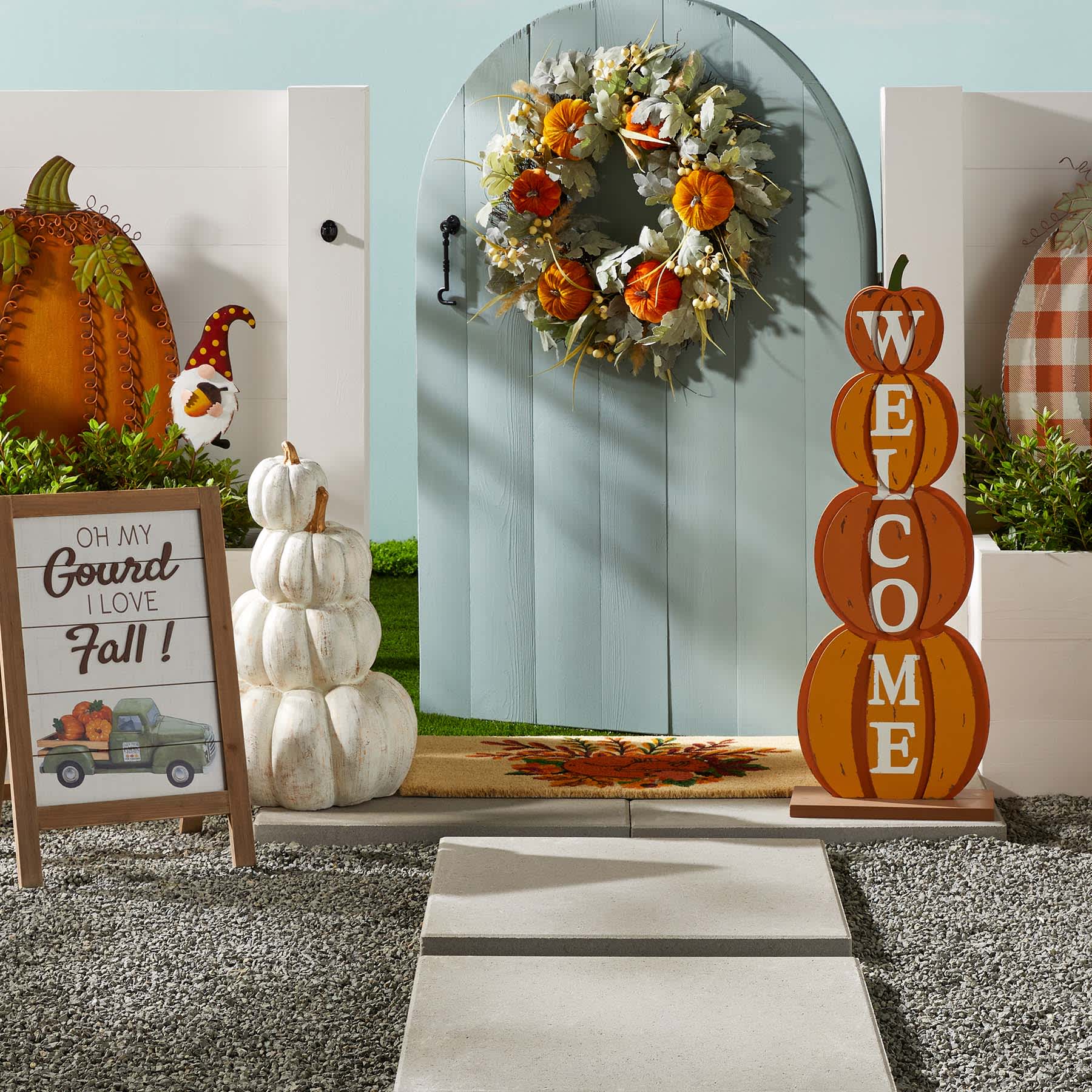 Homespun Harvest Welcome Pumpkin Stand, 36"