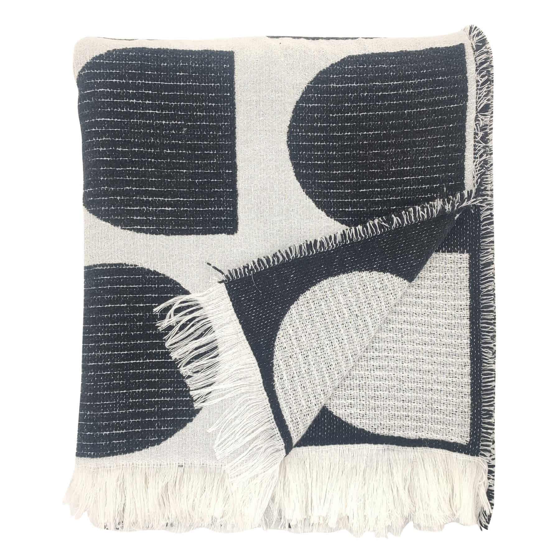 Crosby St. Black & White Geo Woven Throw Blanket, 50x60
