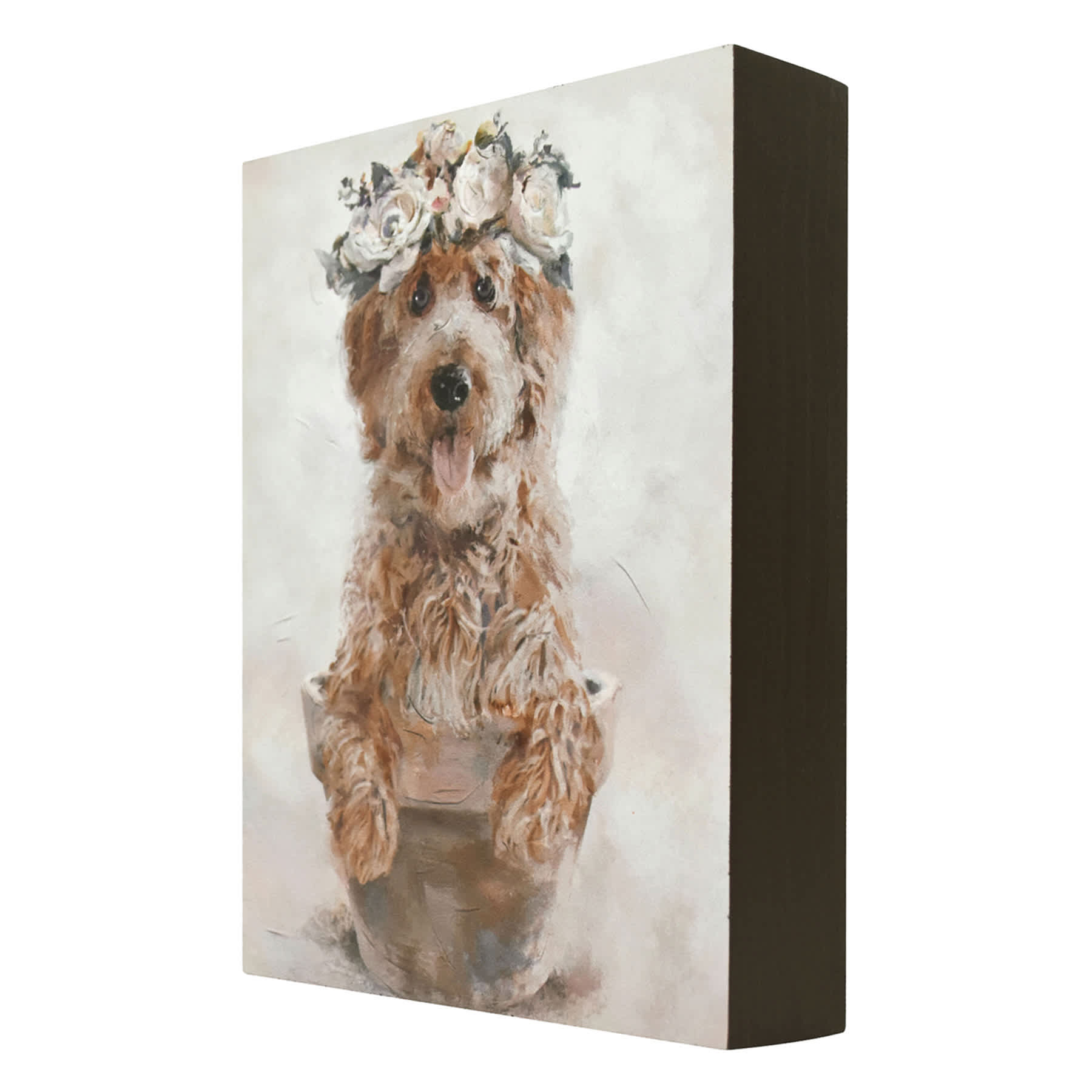Flower Crown Dog Art, 6x8