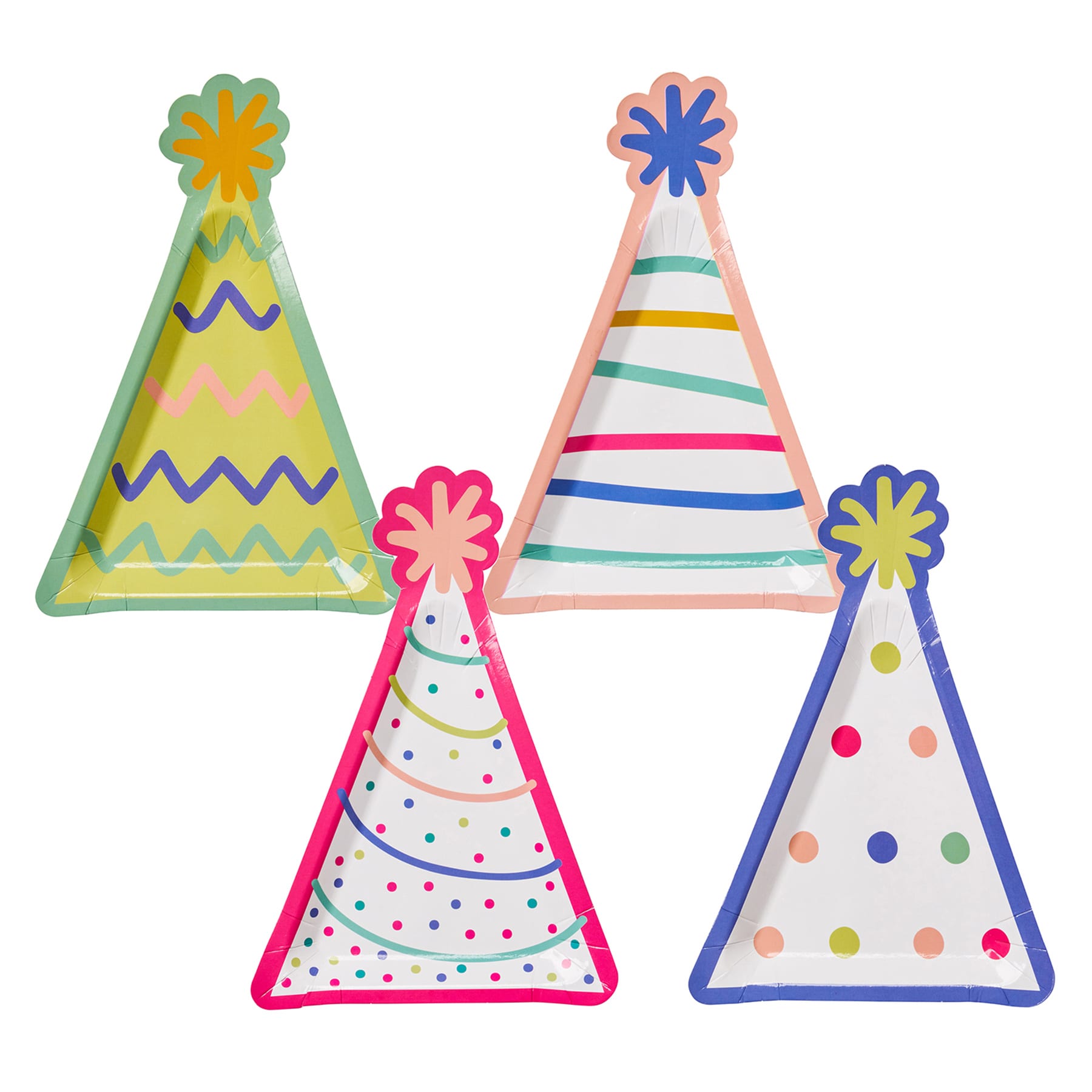 Hat Plate Birthday Candles Assorted/8Pkg