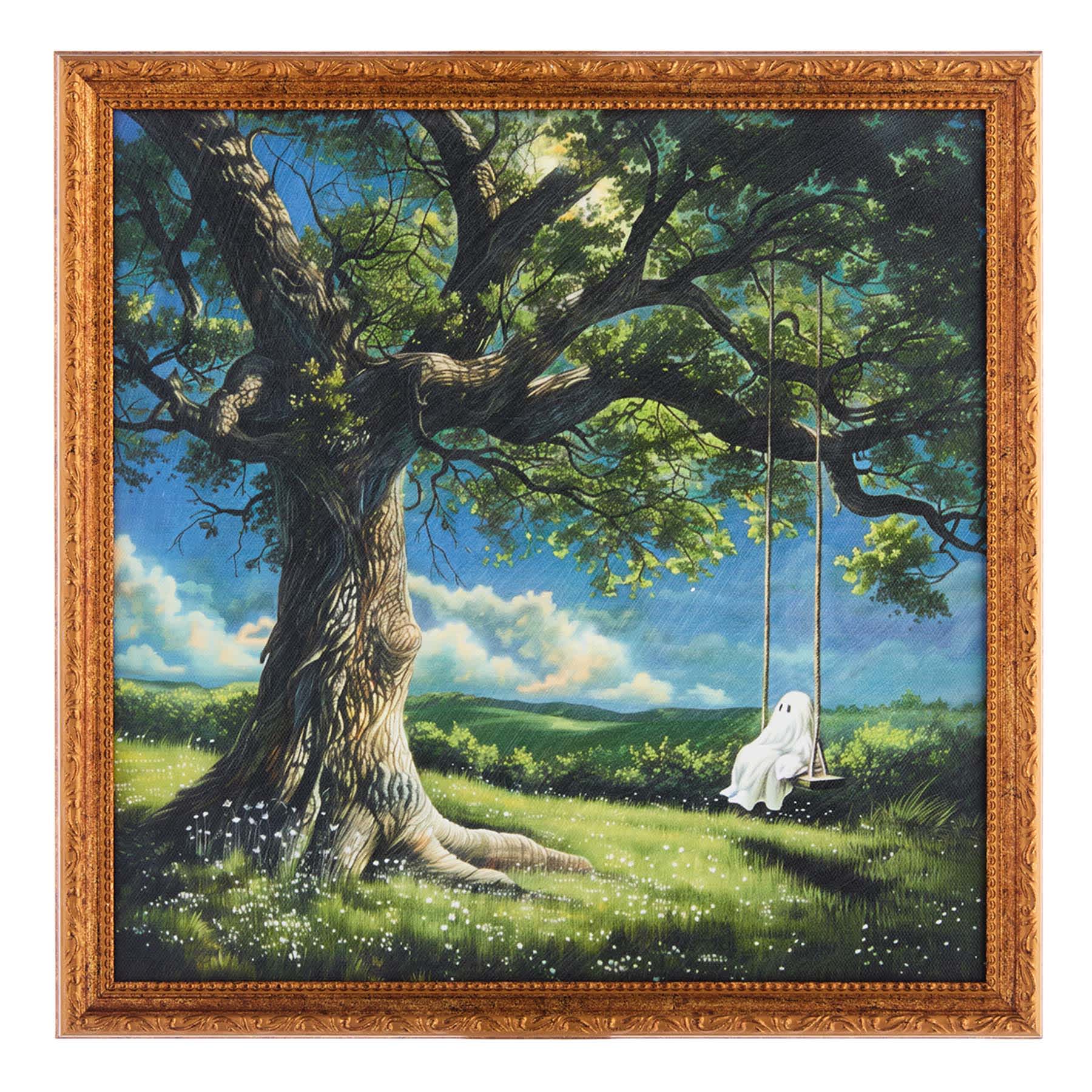 Ghost on a Swing Enhanced Canvas Wall Art, 12"