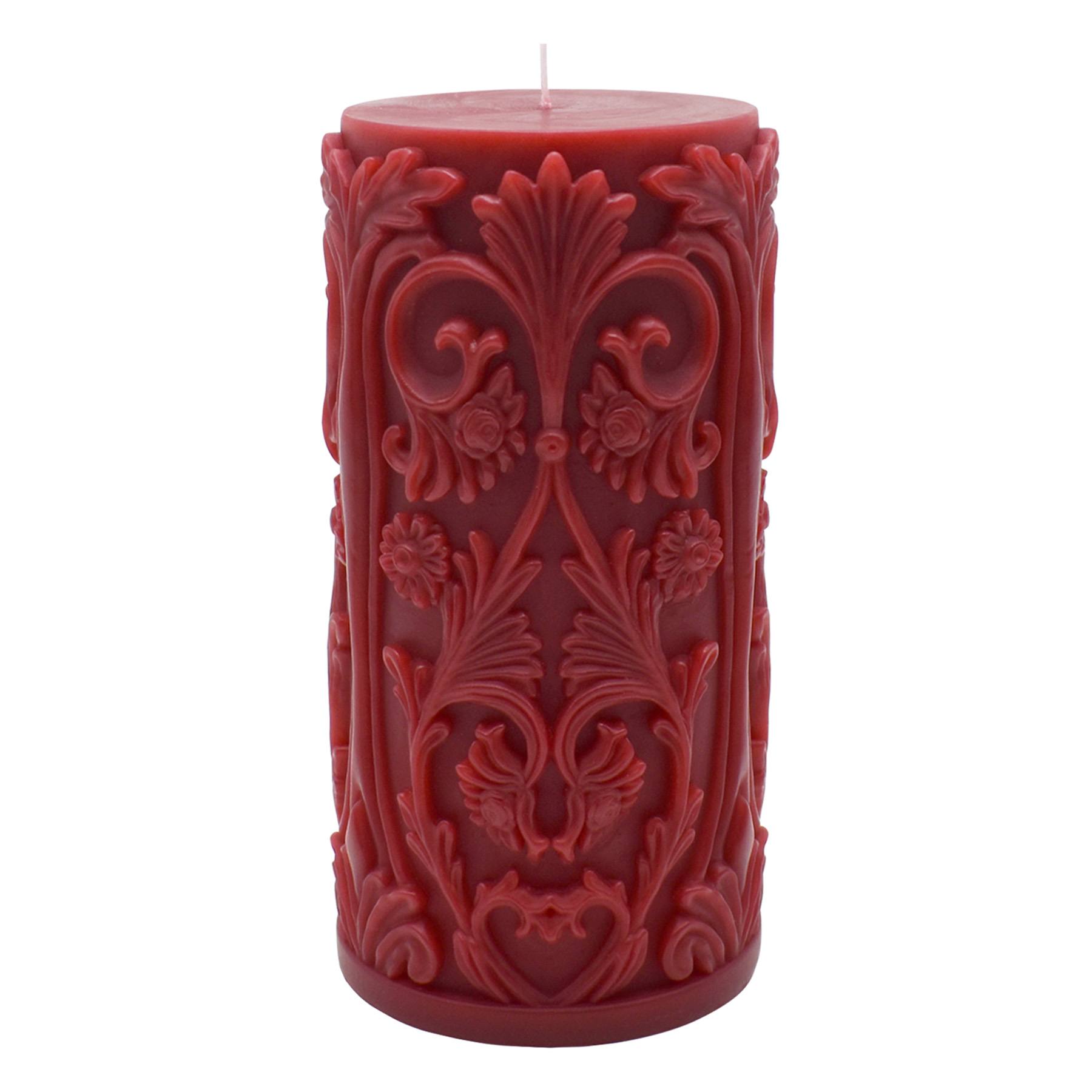 Midnight Shadows Red Ornate Halloween Pillar Candle, 3x6