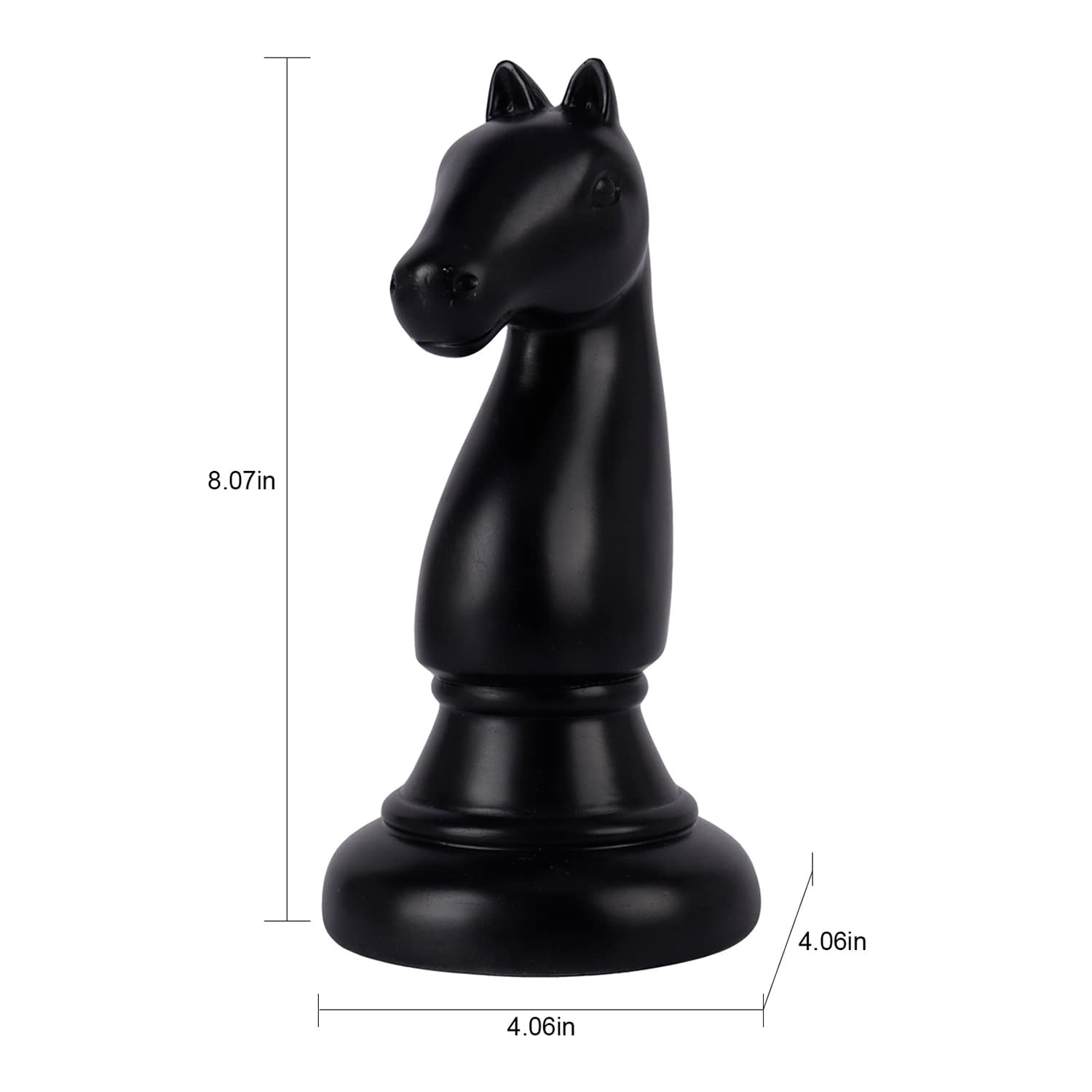 Black Resin Knight Chess Piece, 8"