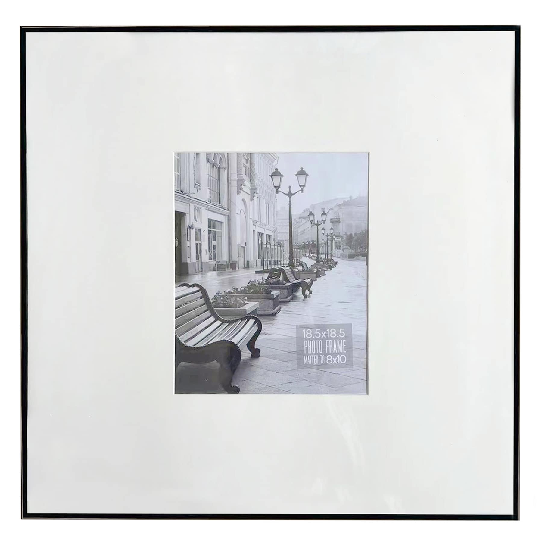 18x18 Matted to 8x10 Frame, Black