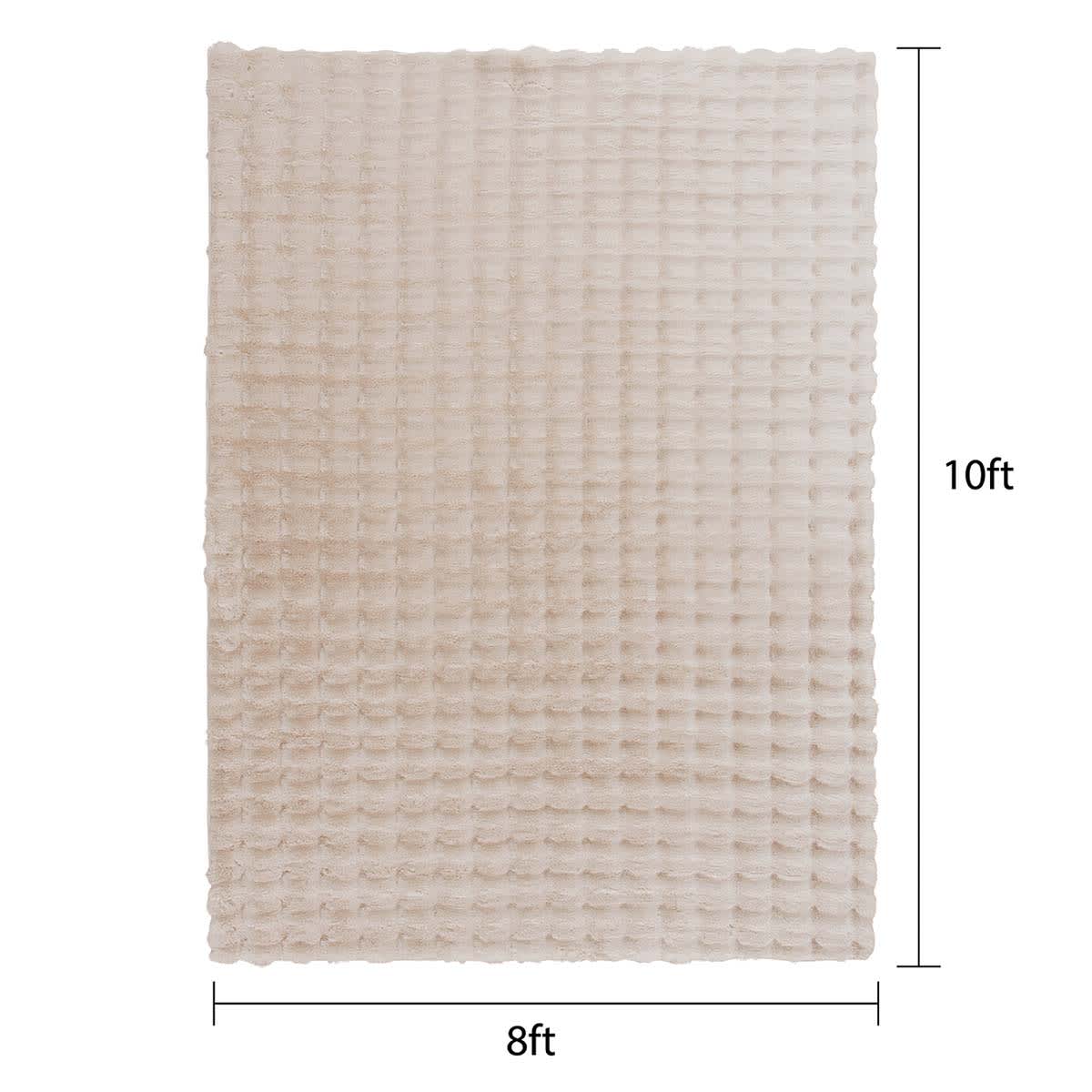 (B883) Crosby St. Beige Bebel Faux Fur Shag Area Rug, 8x10