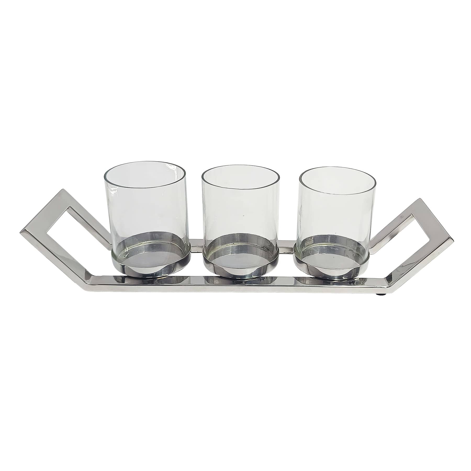 Chrome 3 Candle Centerpiece, 17"