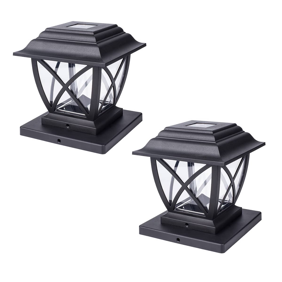 Set of 2 5-Lumen Solar Black Post Cap Lights
