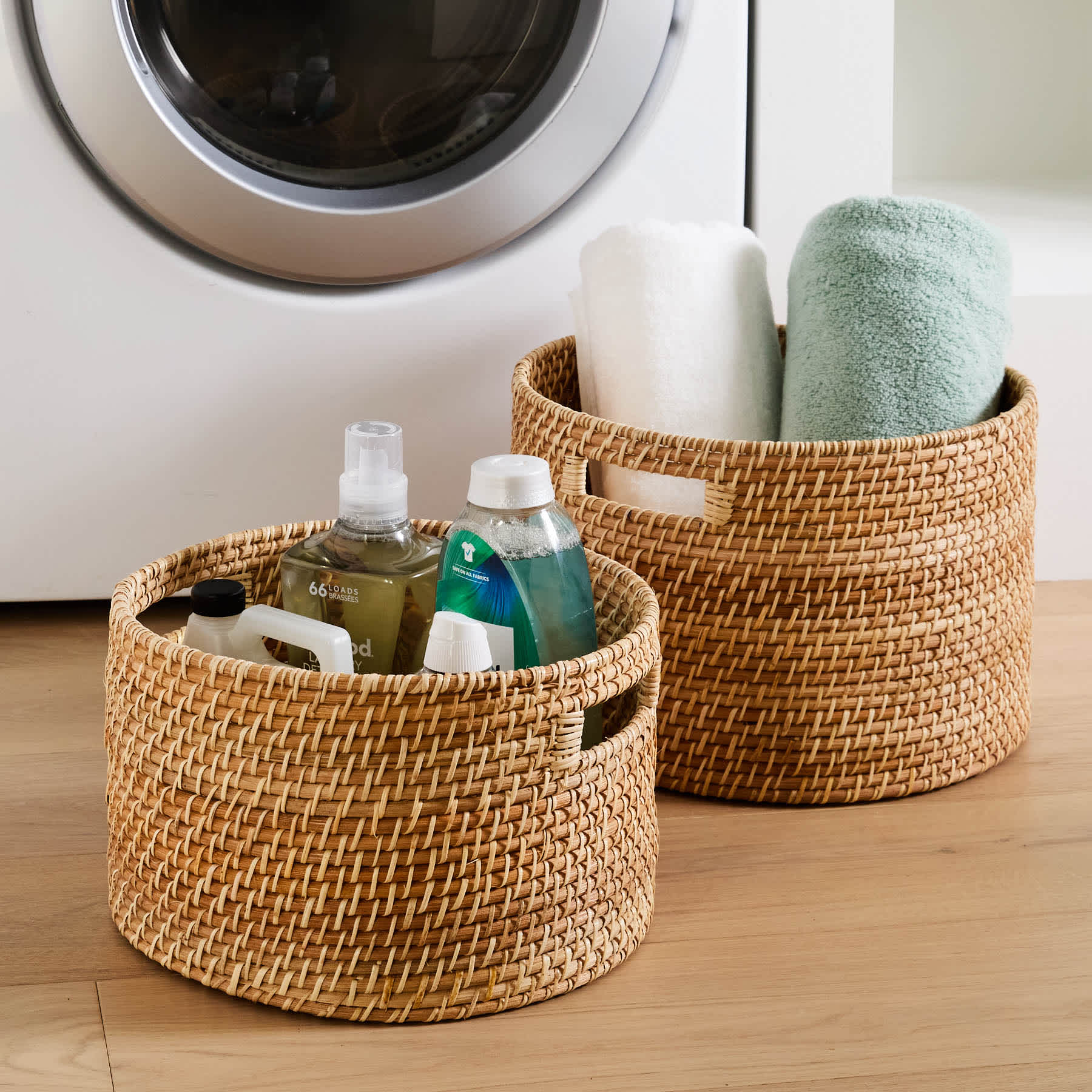 Real Simple Round Rattan Storage Basket, Small