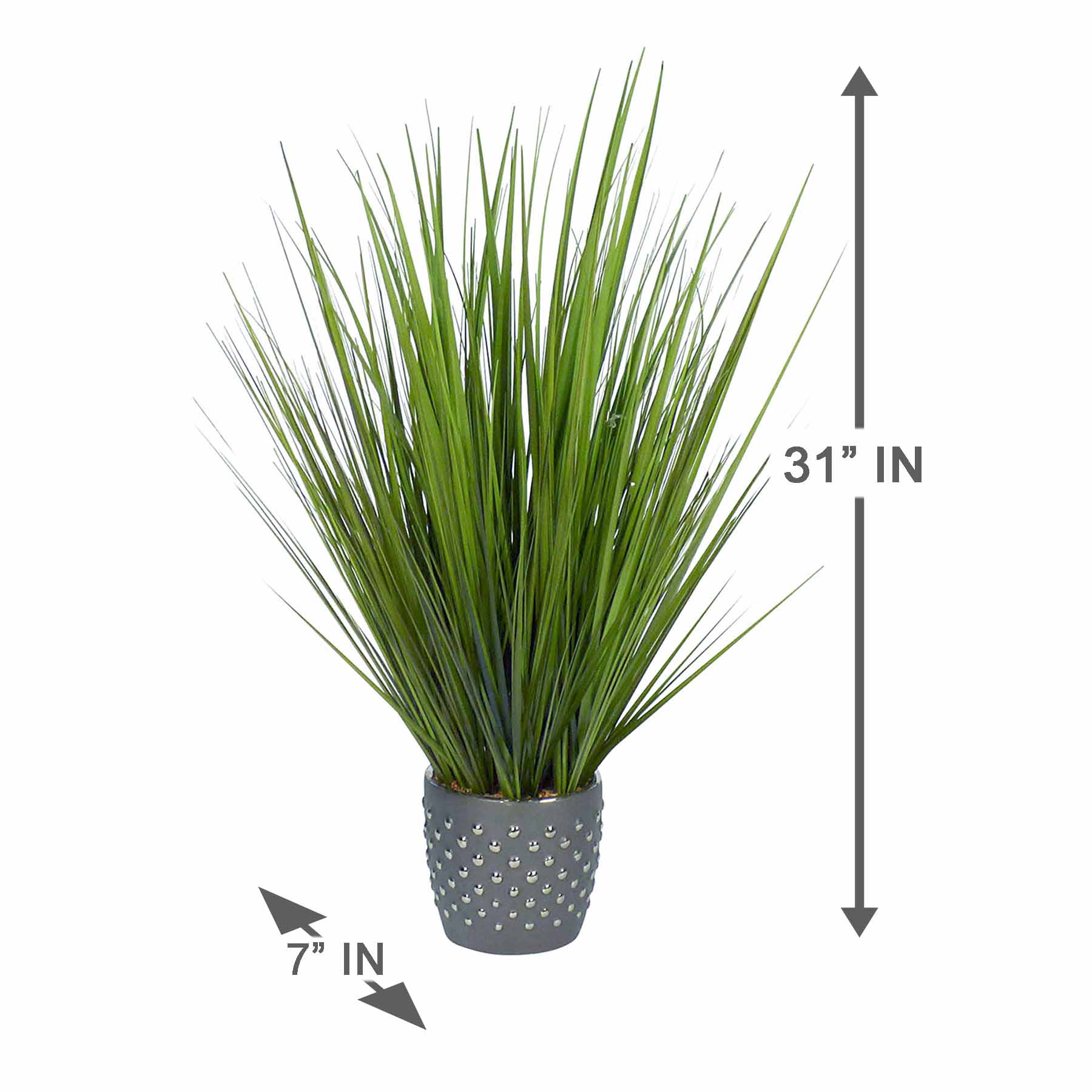 Green Grass Bundle with Grey Planter, 31"
