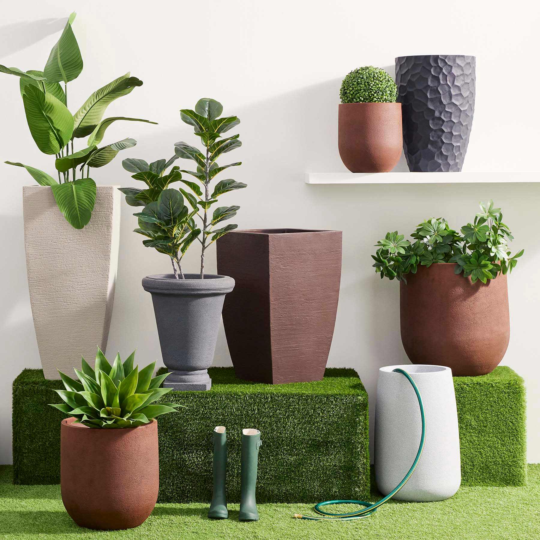 Japi Off-White Bios Tall Outdoor Planter, Small