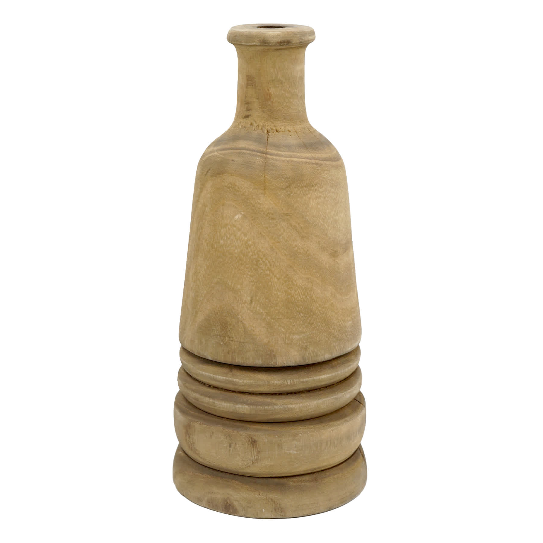 Honeybloom Natural Wood Bottle Vase, 12"