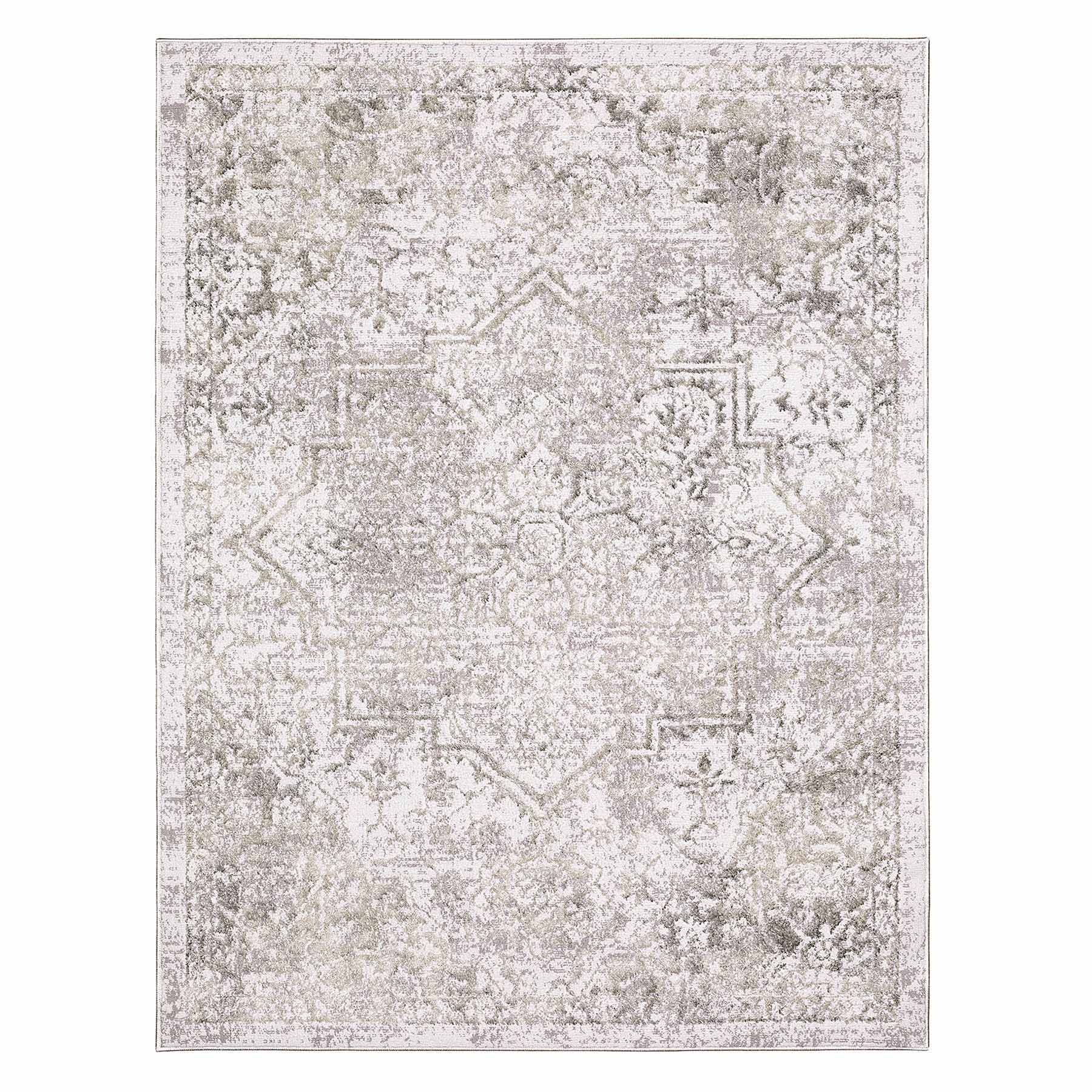 Norman Neutral Medallion Area Rug, 5x7