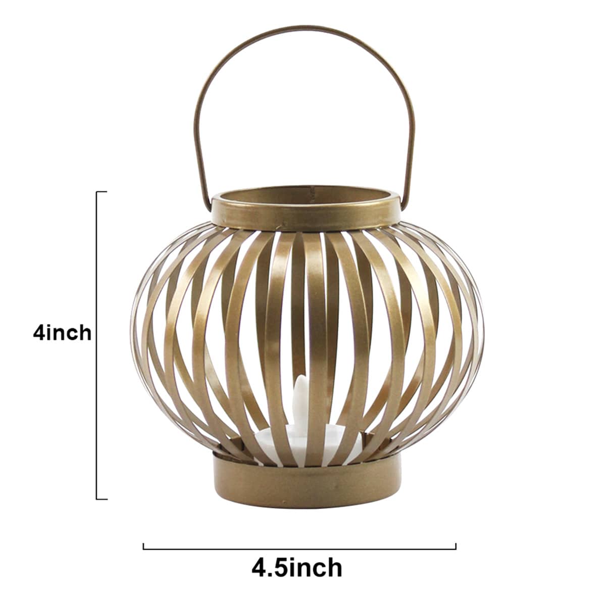 Gold Metal LED Tealight Lantern, 4"