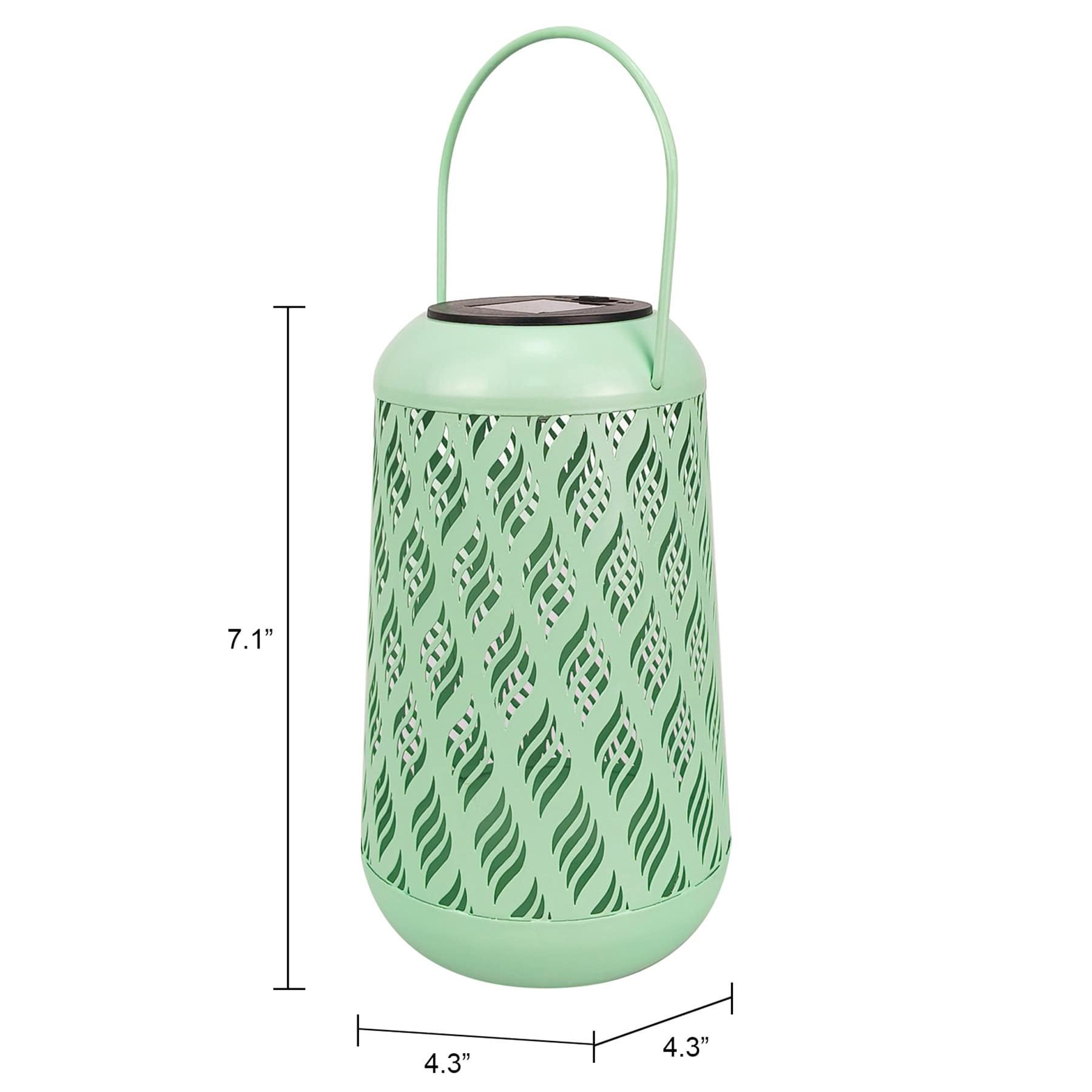 Green Geometric Cutout Outdoor Lantern, 7"