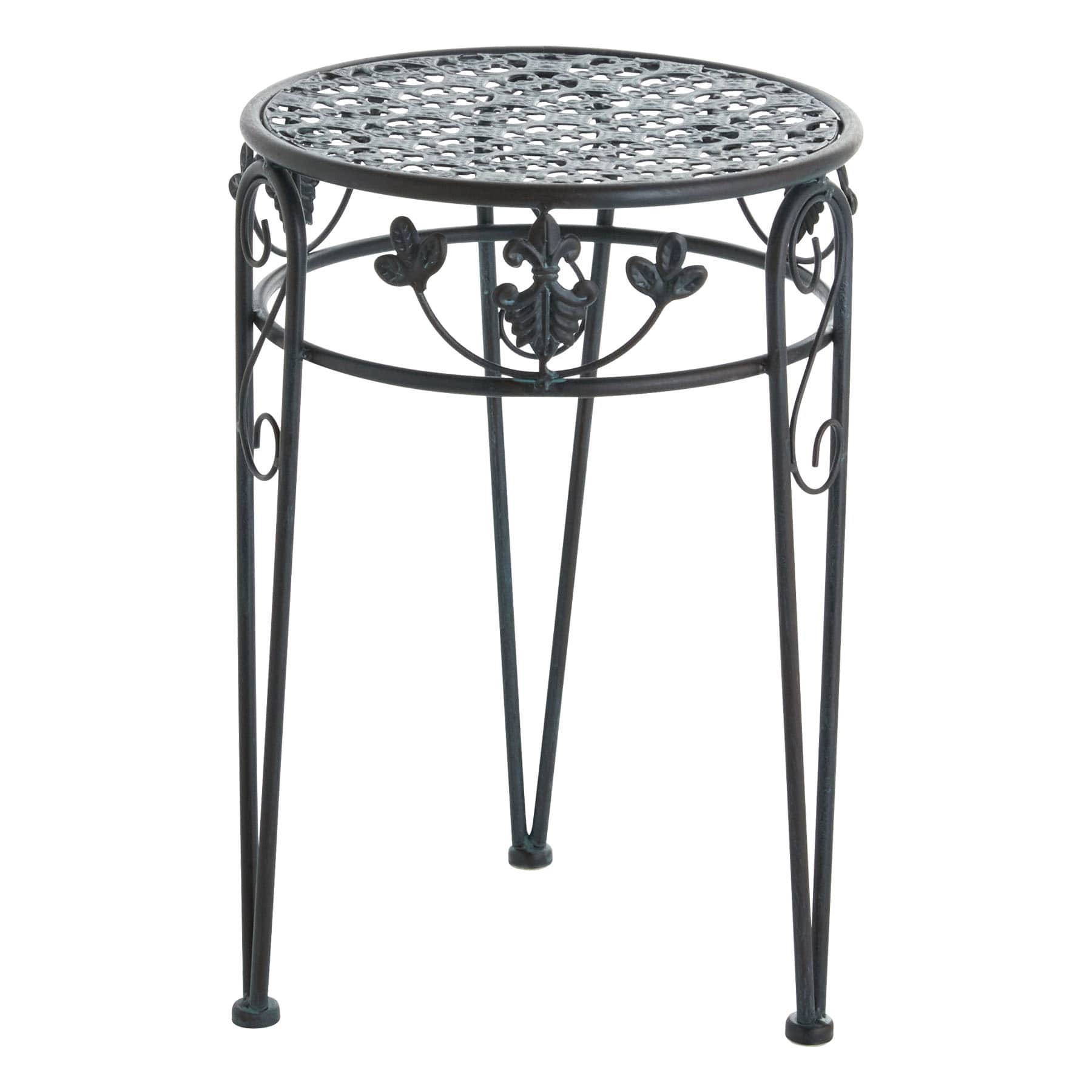 Blue Metal With Patina Finish Plant Stand, Large