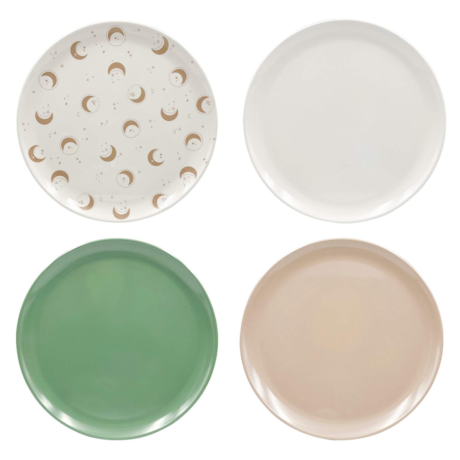 Set of 4 Celestial Multicolor Melamine Dinner Plates, 10"