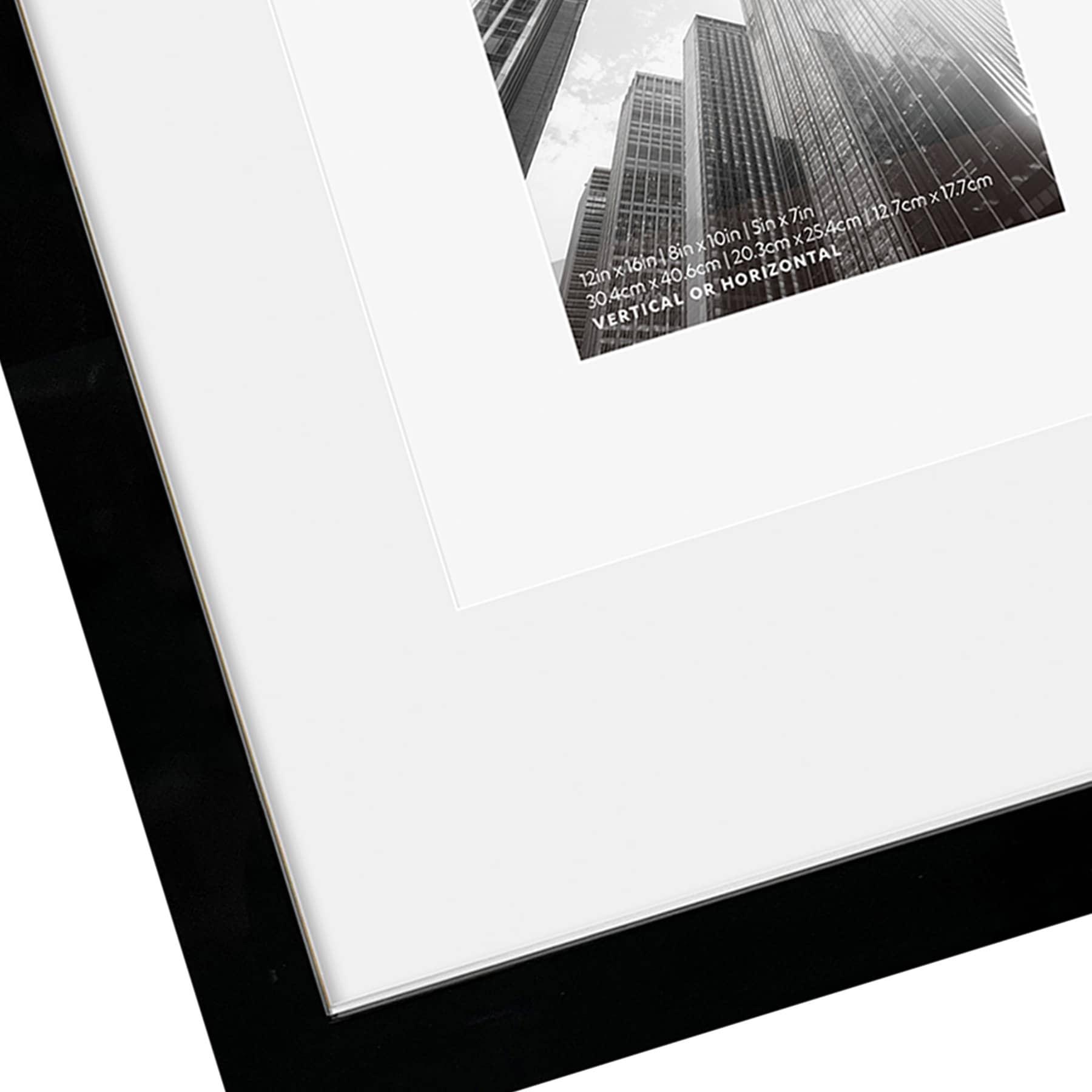 12x16 Black Wide Matted to 8x10 & 5x7 Wall Frame