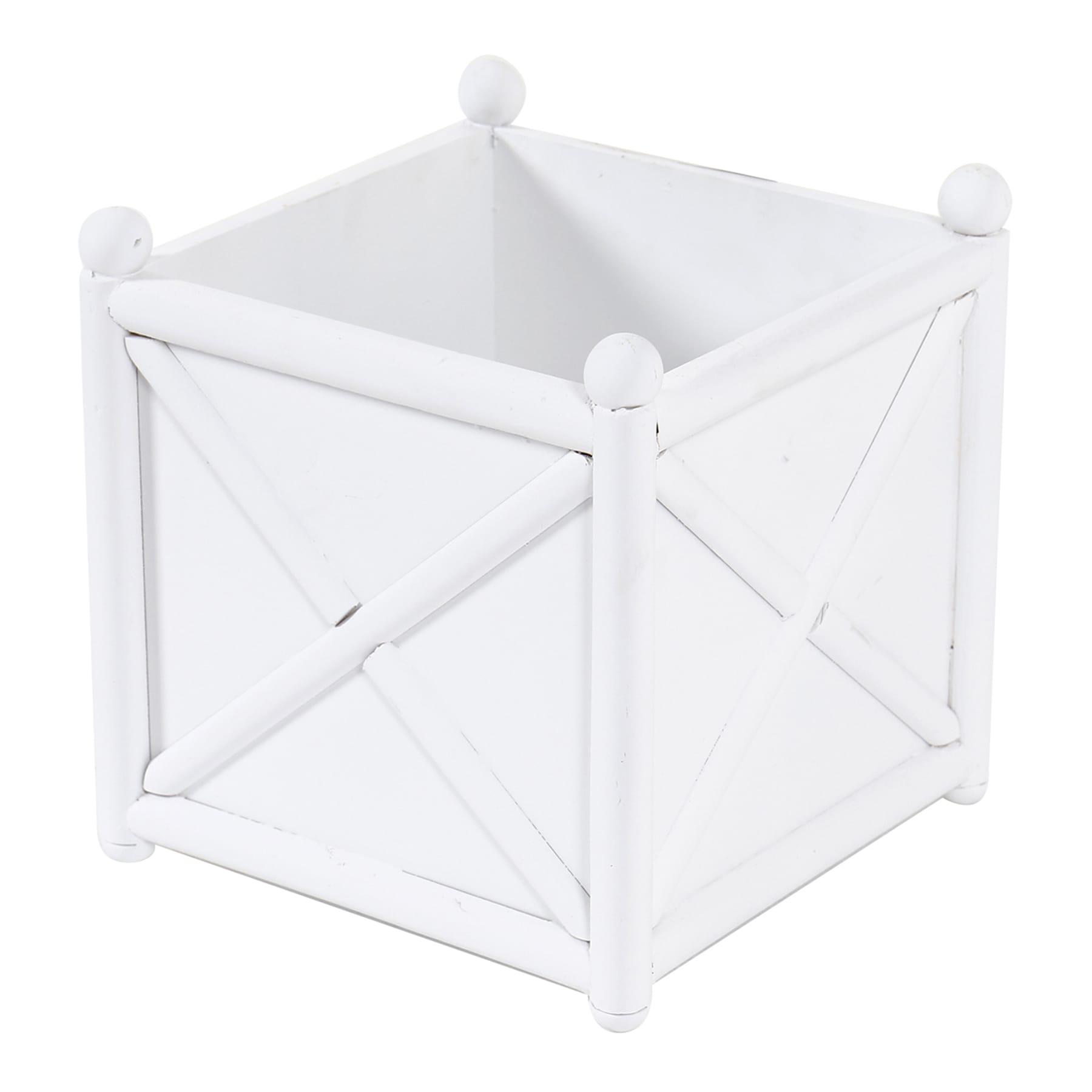 Providence White Wooden Outdoor Planter, Small