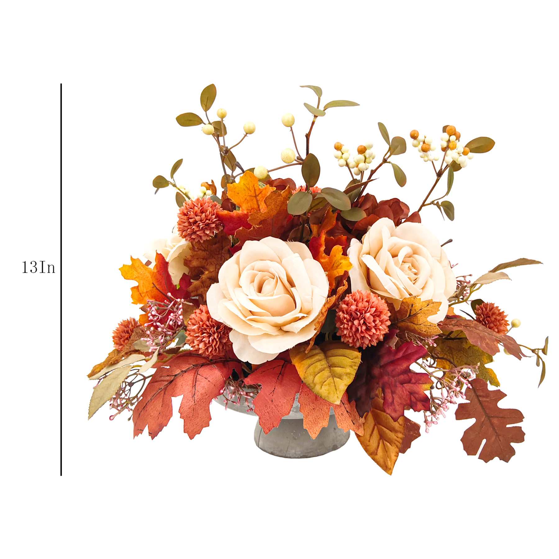 Fall Floral Arrangement with Ceramic Pot, 13"
