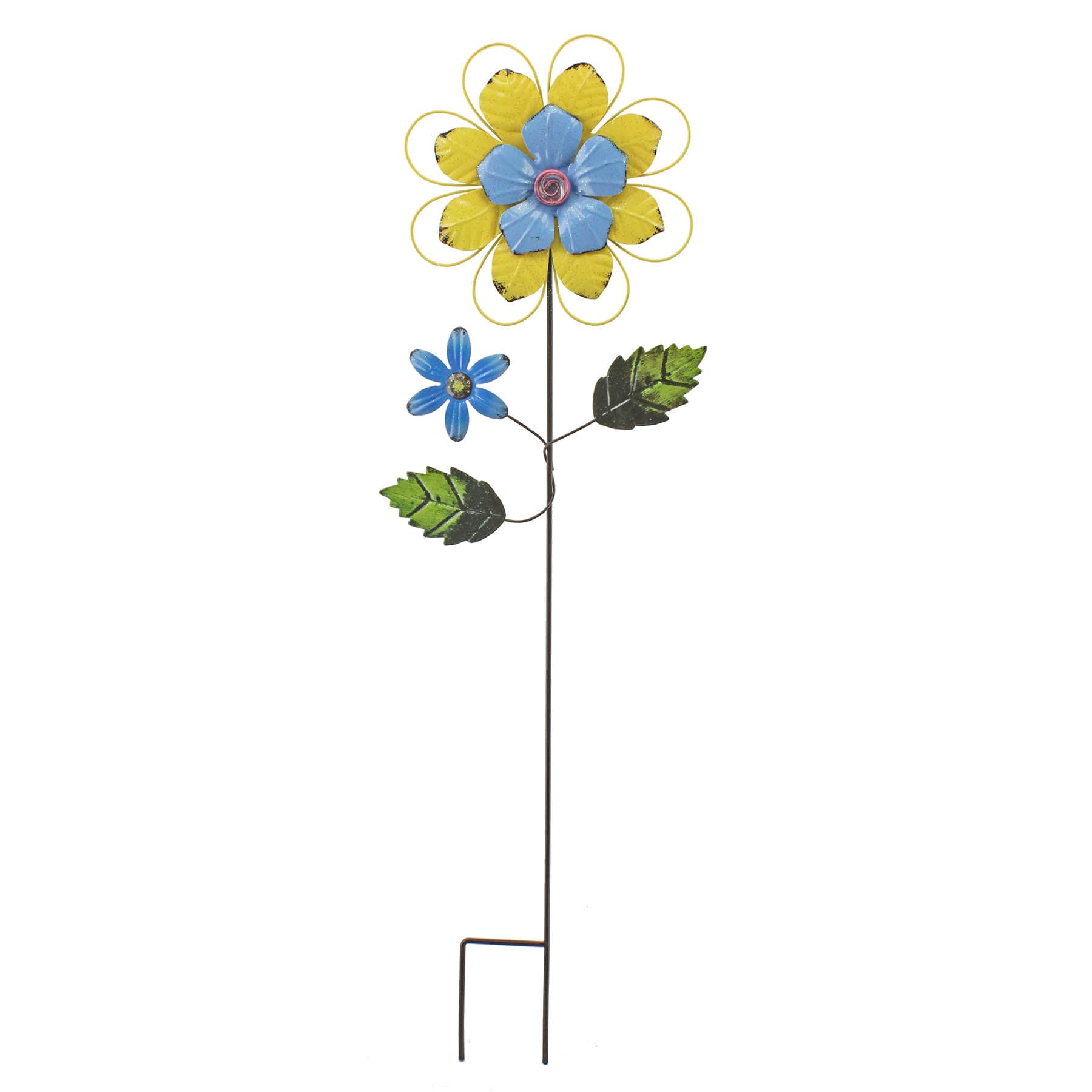 Yellow Metal Flower Yard Stake, 28"