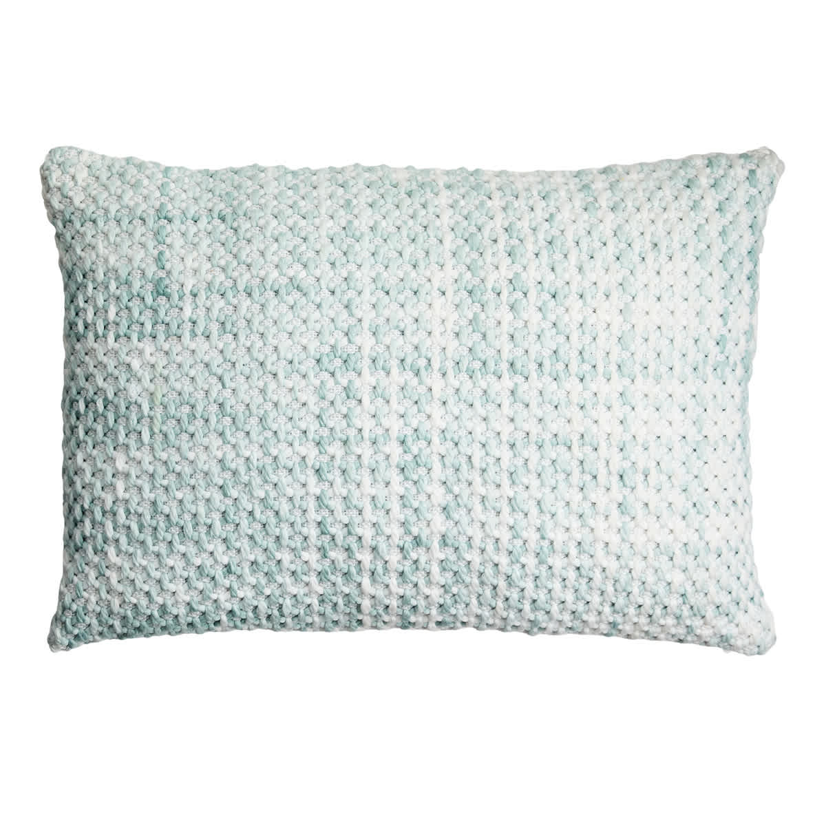 Honeybloom Blue Chunky Knit Lumbar Outdoor Throw Pillow, 14x20