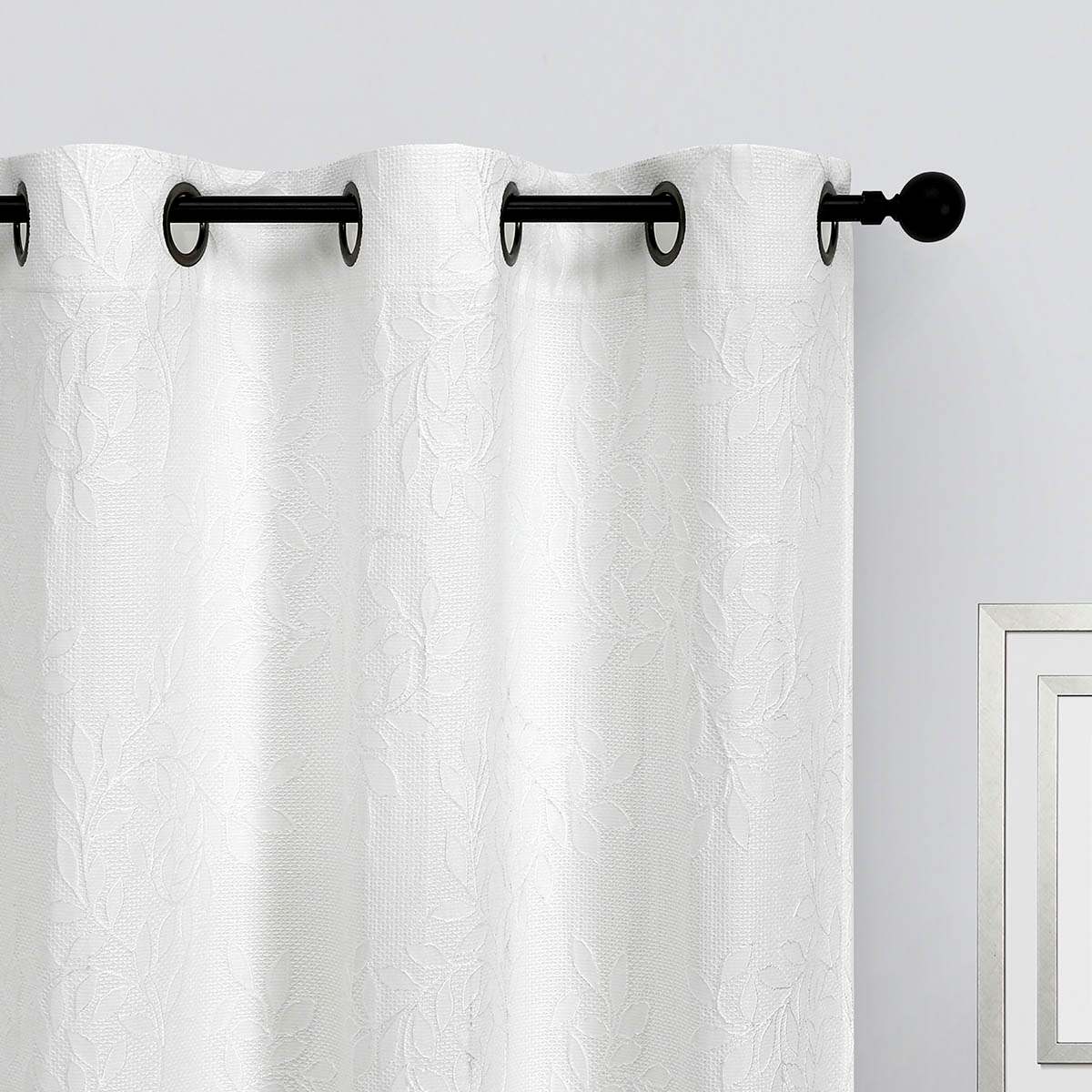 White Ivy Leaf Light Filtering Curtain Panel, 84"