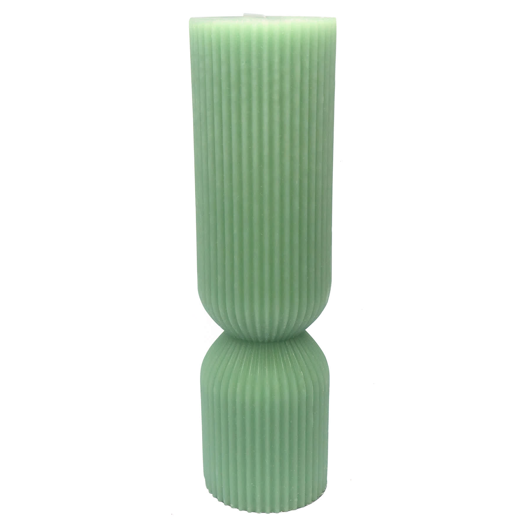 Tracey Boyd Green Unscented Ribbed Hourglass Candle, 3x10