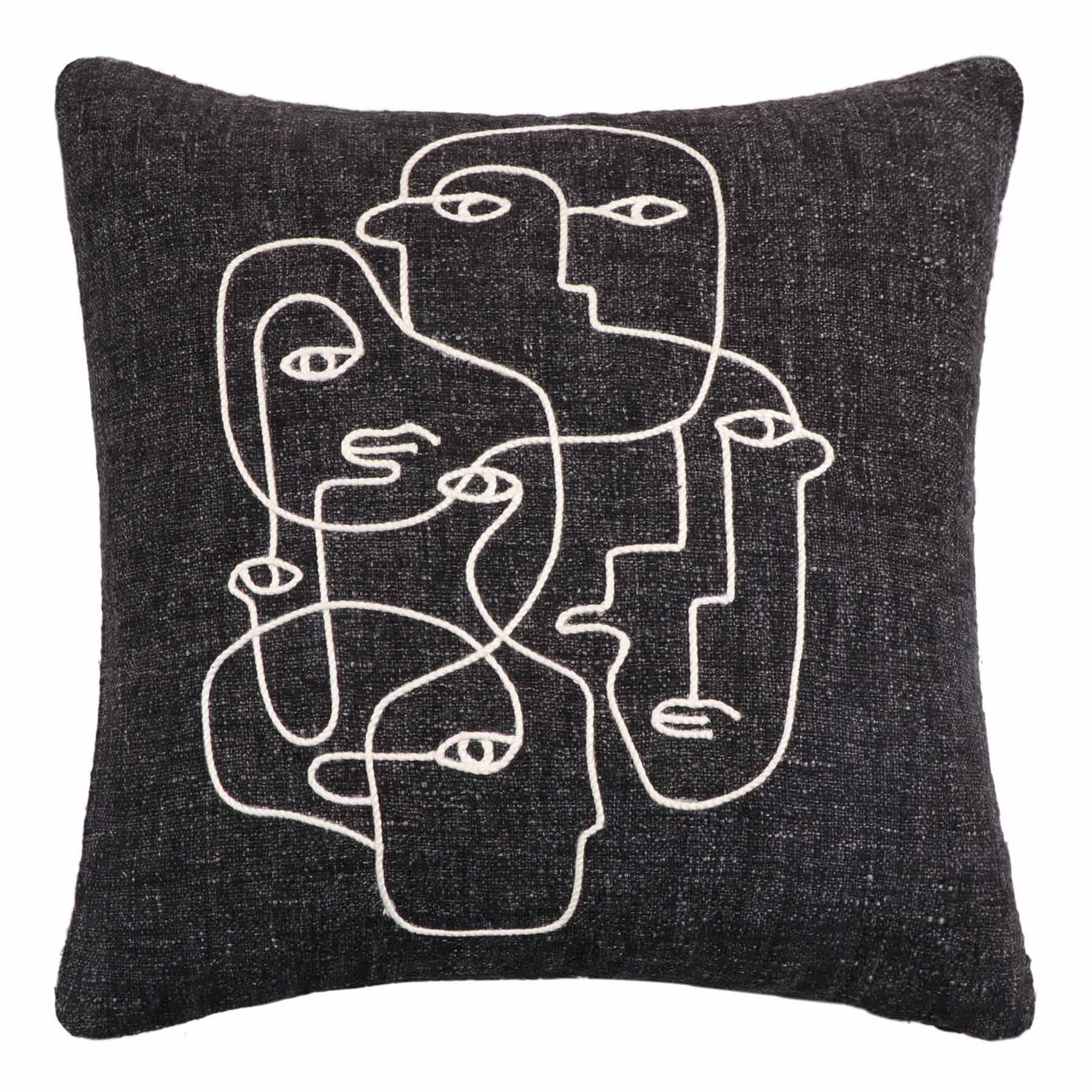 Crosby St. Embroidered Faces Textured Throw Pillow, 18"