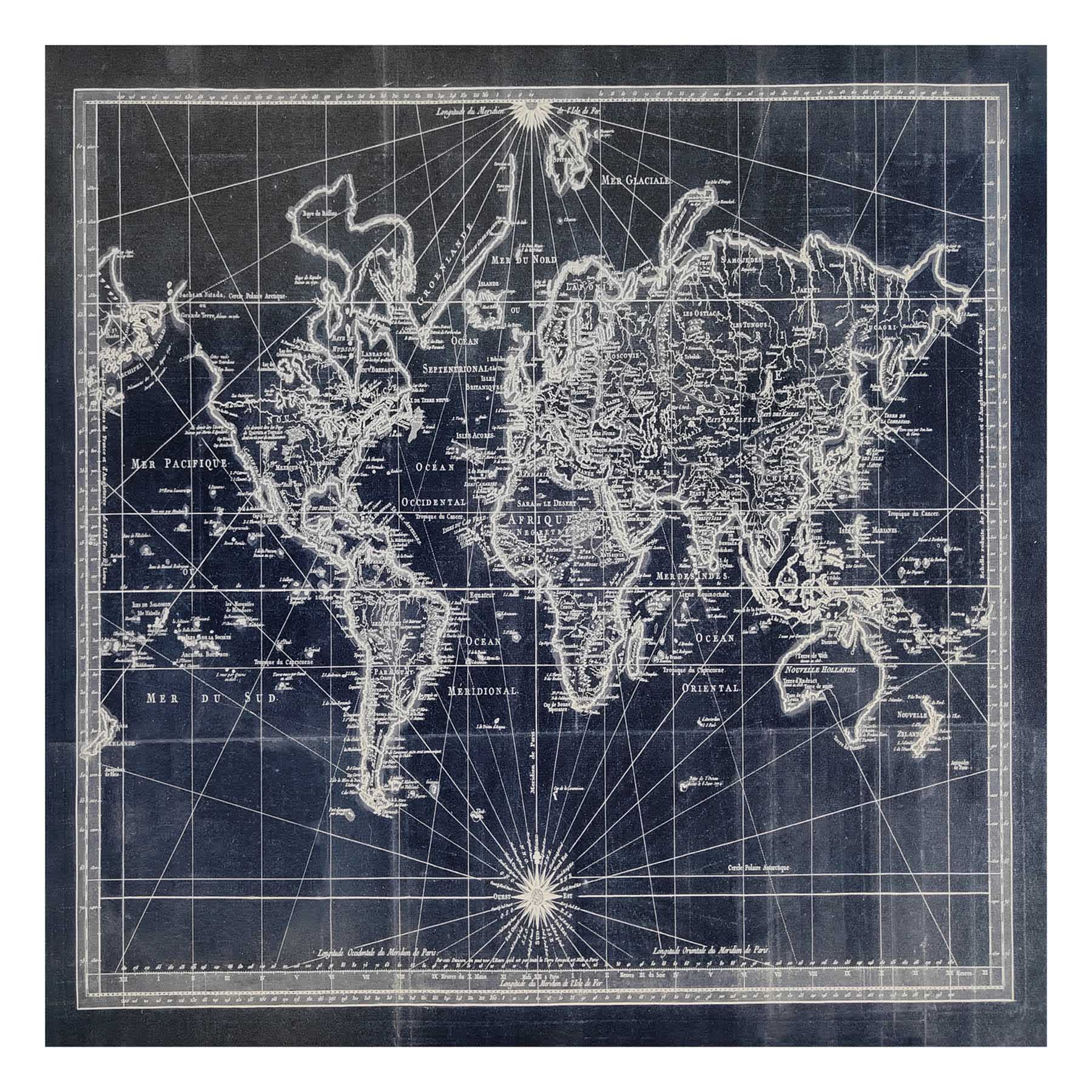 35X35 World Map Canvas Wall Art