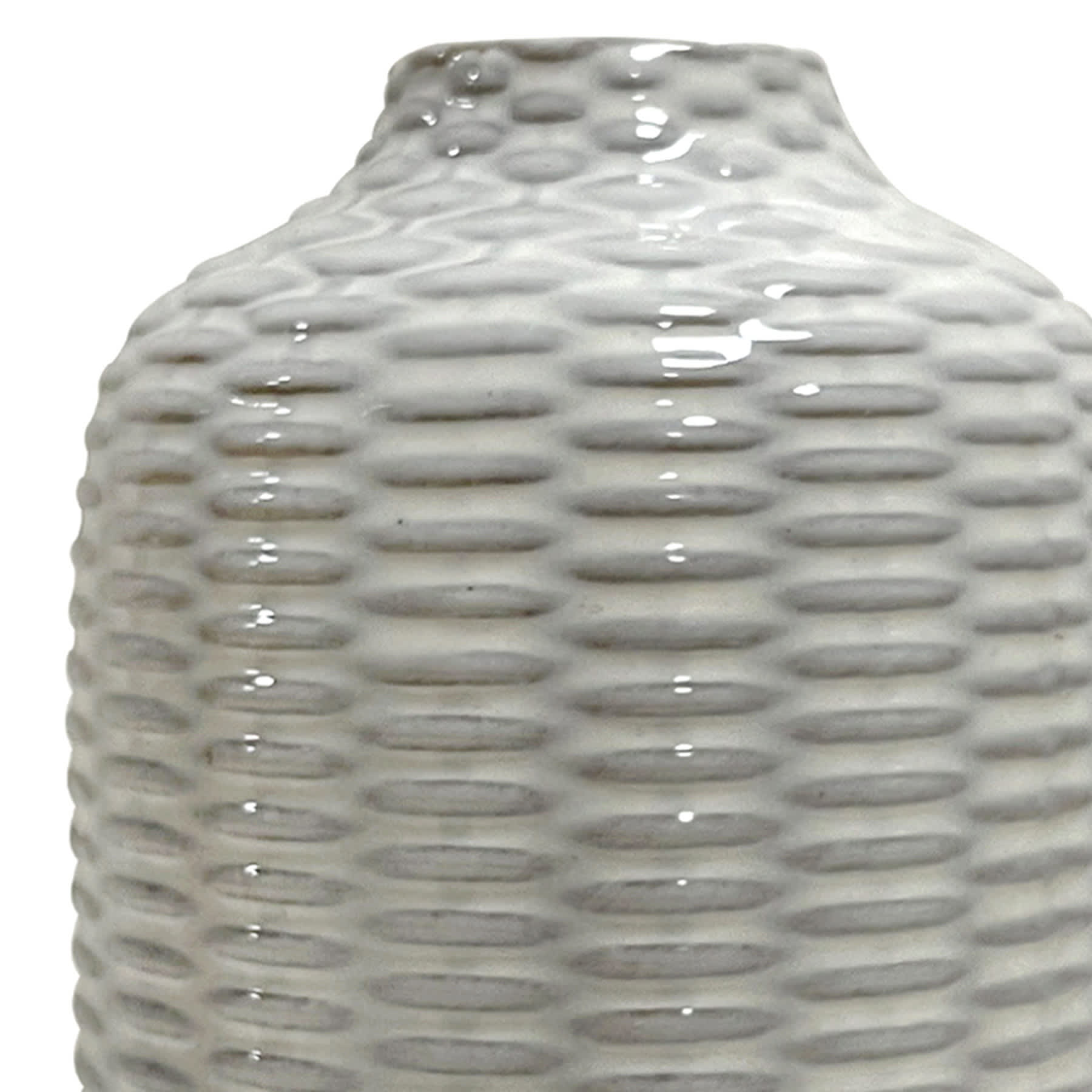 Honeybloom White Textured Ceramic Vase, 7"