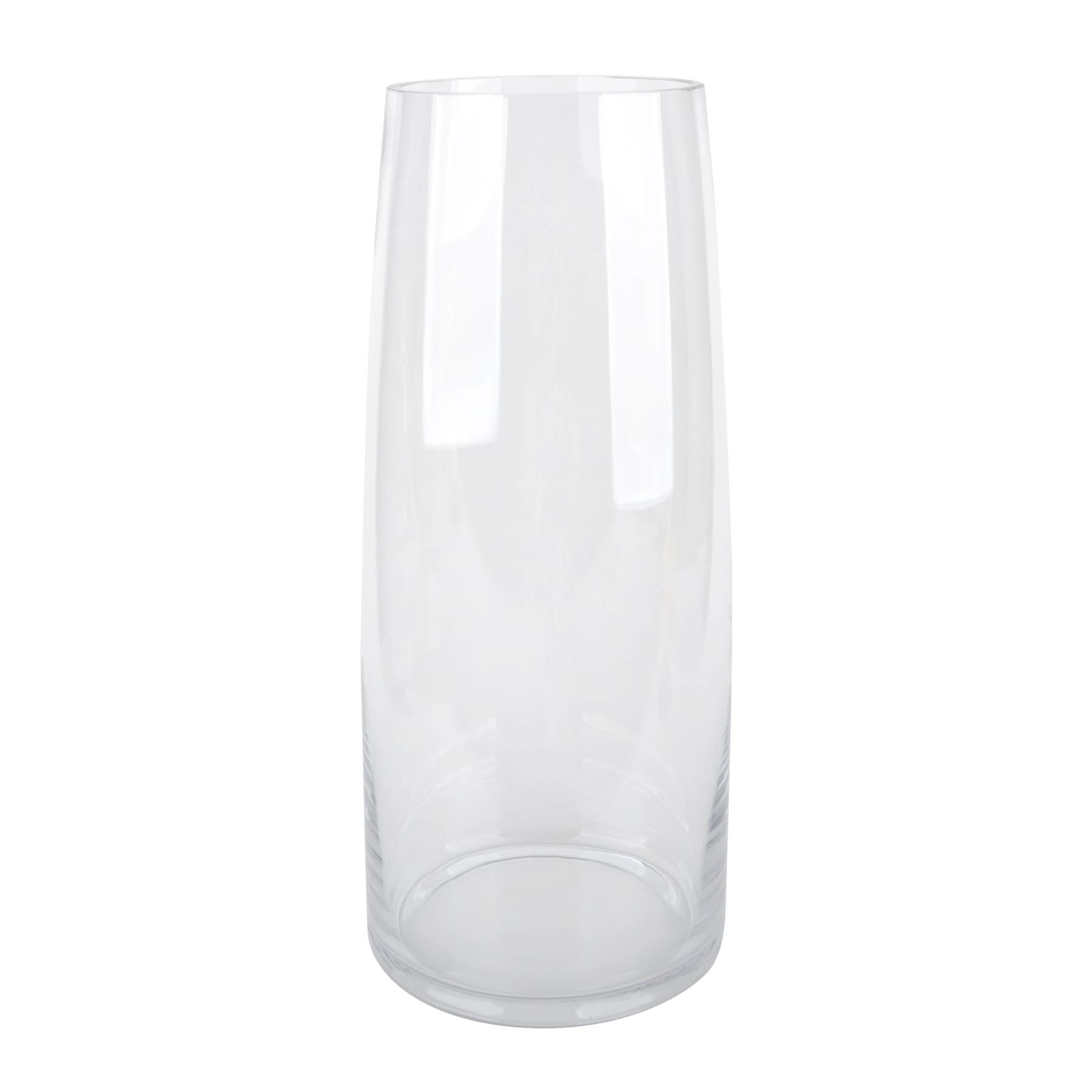 14in Cylindrical Clear Glass Vase