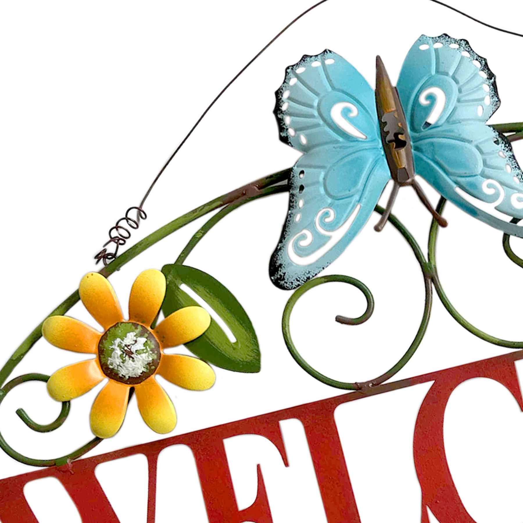 Welcome Butterfly Outdoor Wall Sign, 13.4"