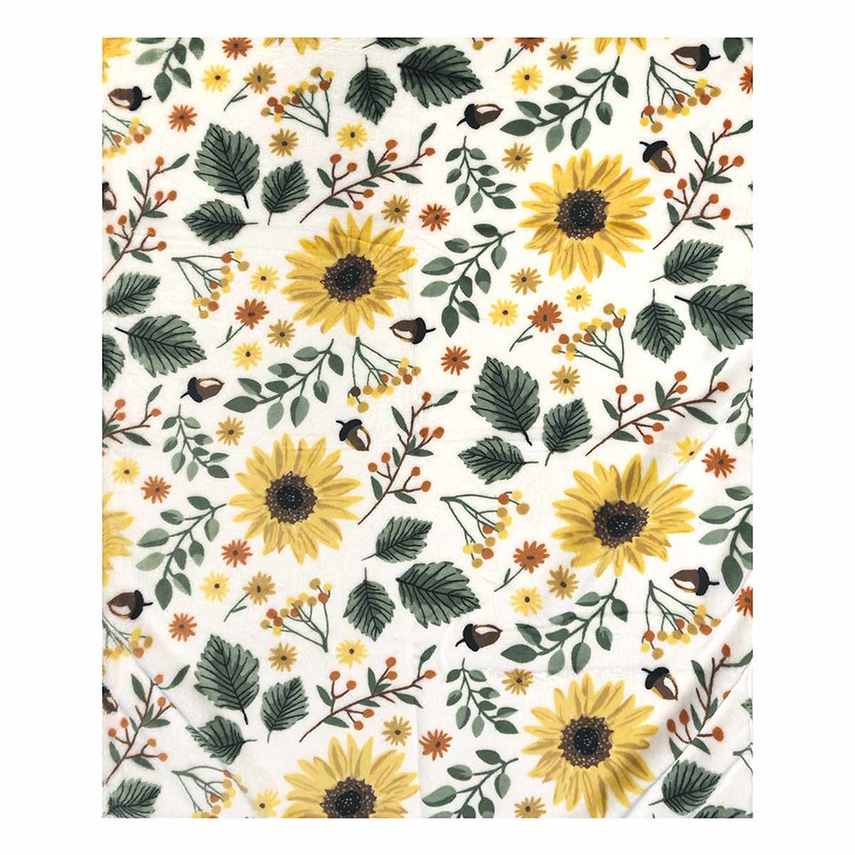 Sunflower Print Plush Throw Blanket, 50x60