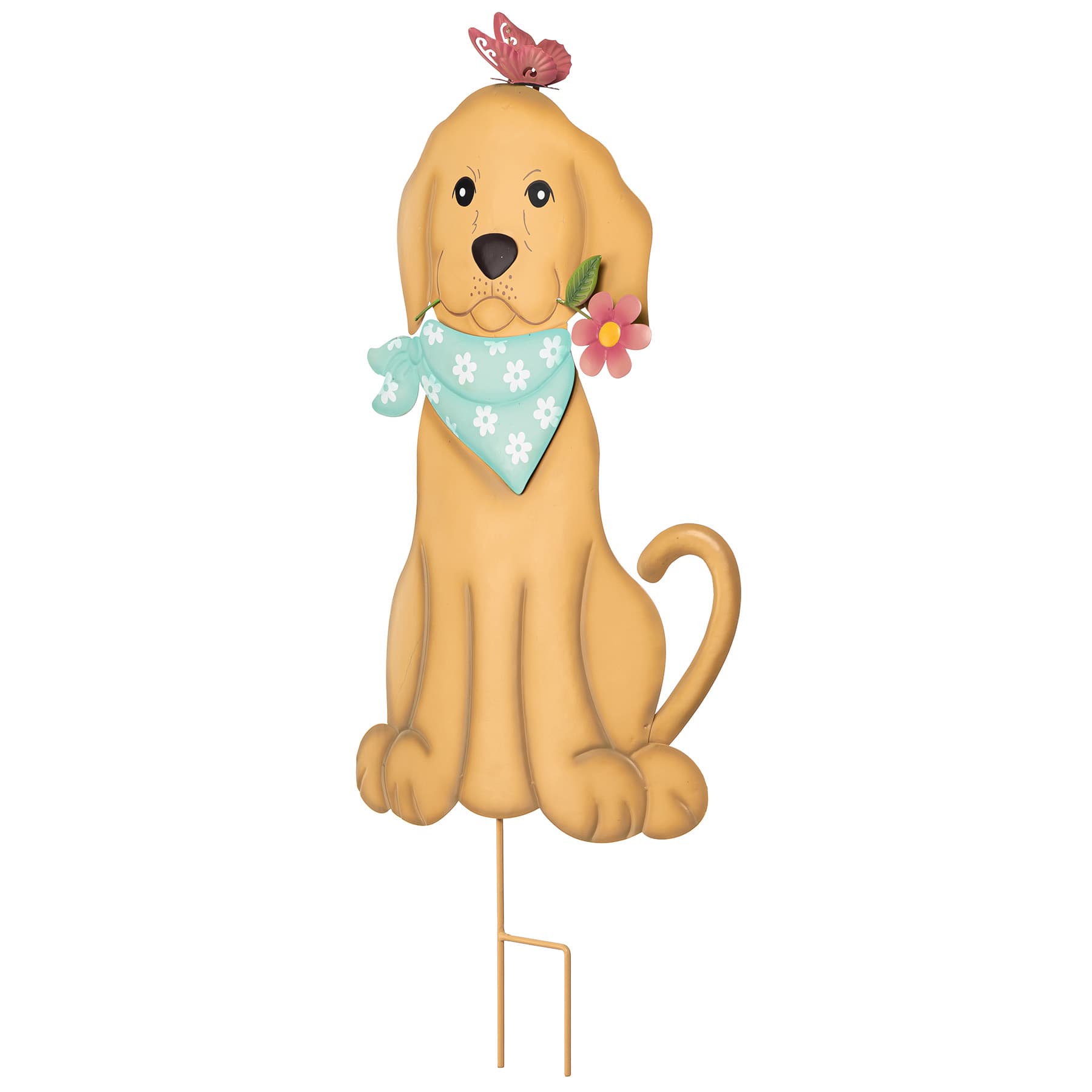 Metal Yellow Dog Yard Stake, 28"