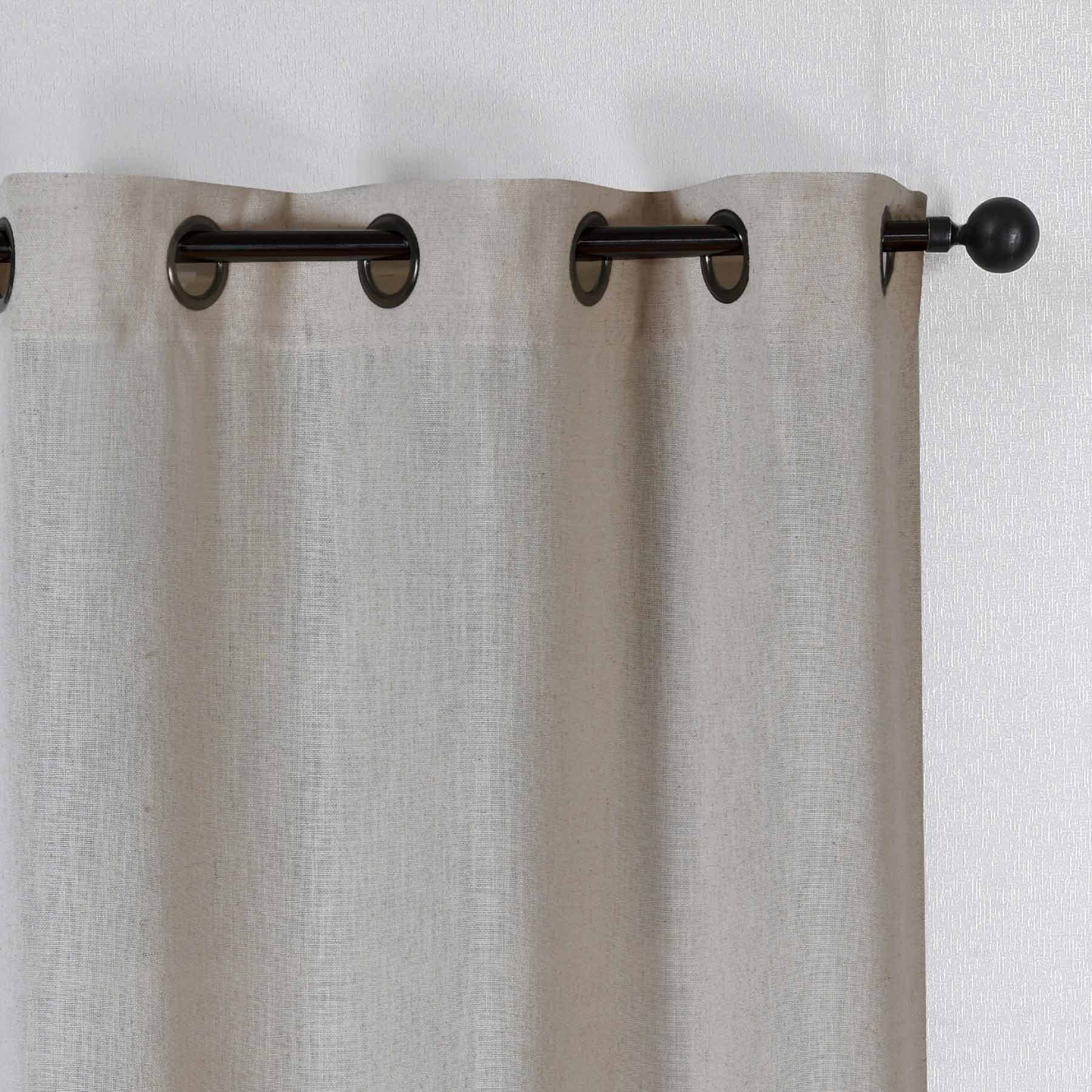Natural Linen Blend Light Filtering Grommet Curtain Panel, 84"