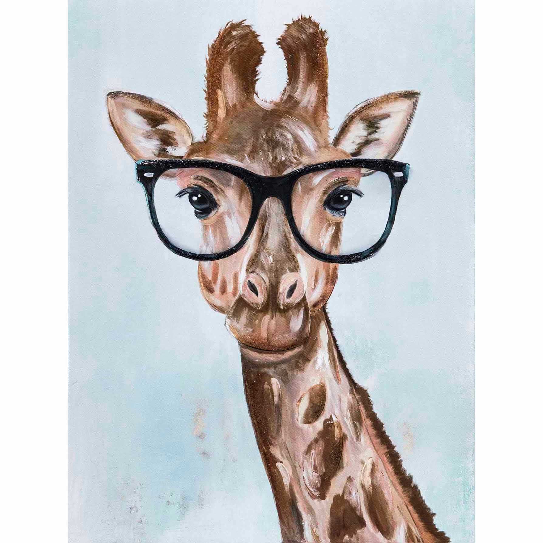 Giraffe with Glasses Canvas Wall Art, 12x16
