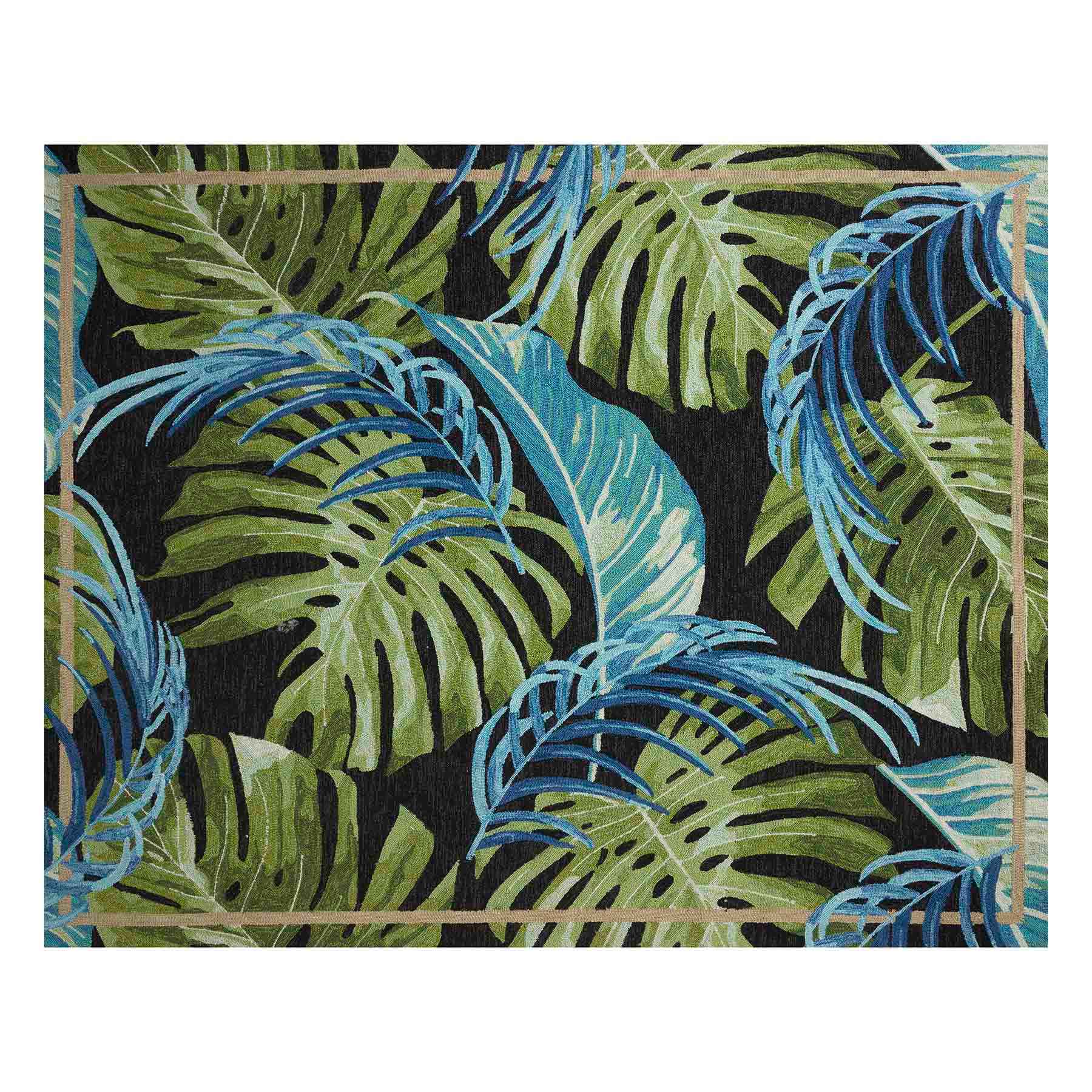 (E534) Santa Monica Palm Tufted Outdoor Rug, 8x10