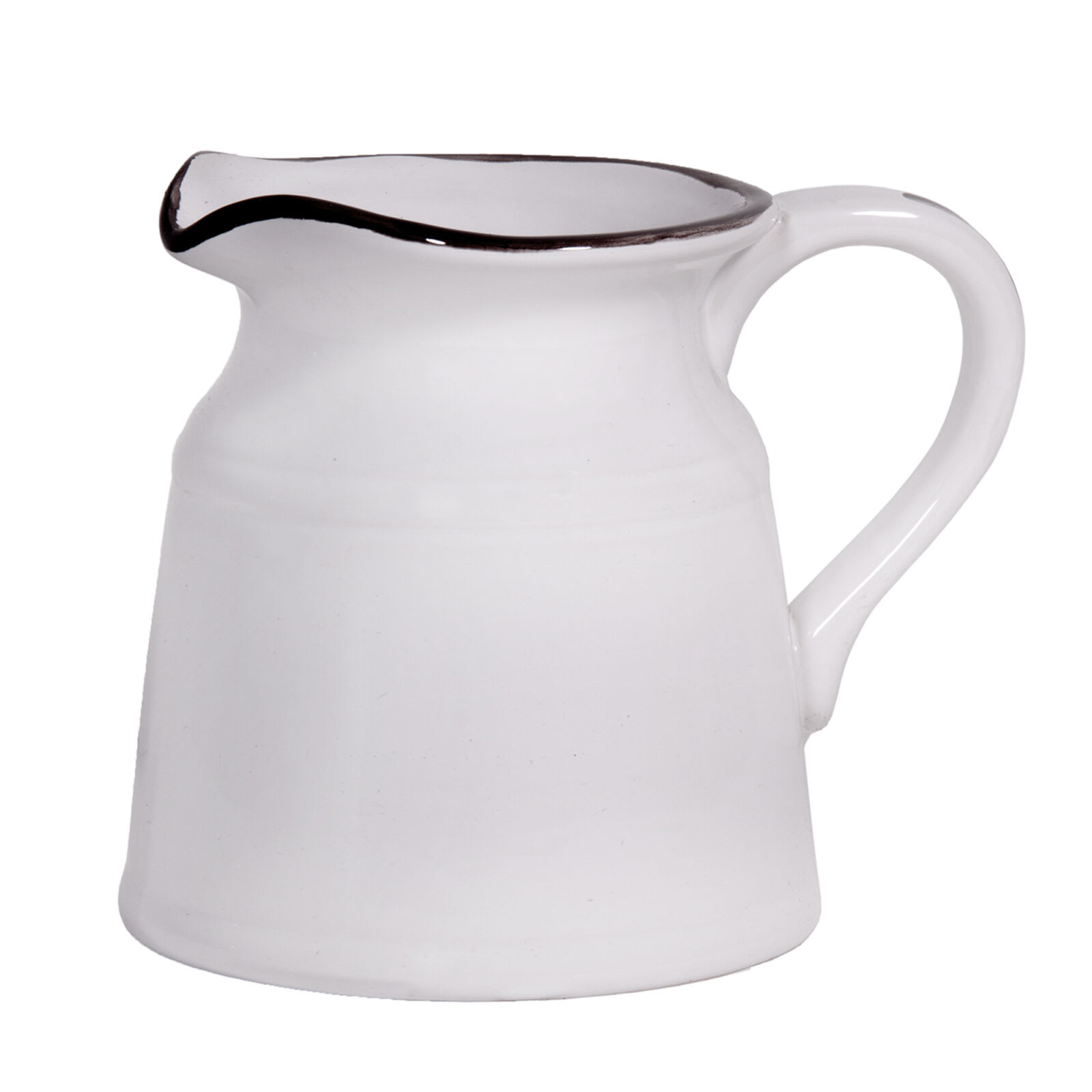 White Ceramic Turino Pitcher, 8"